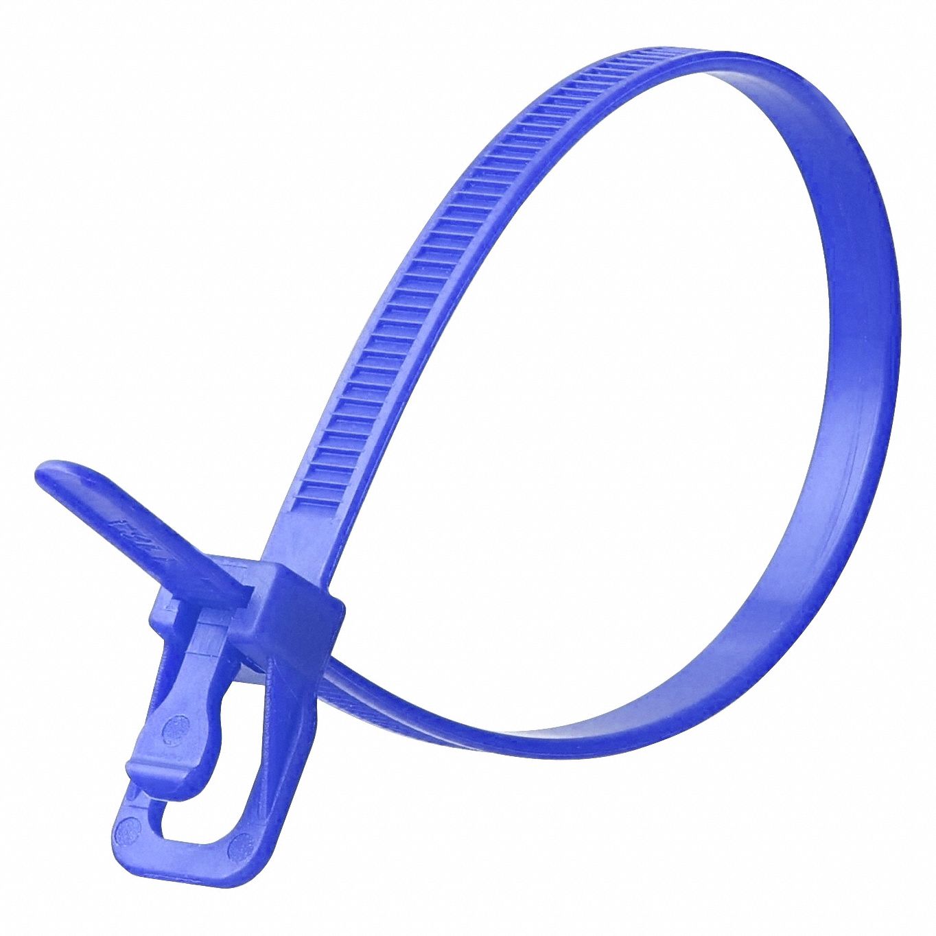 Releasable Cable Tie: Blue, 10 in Lg, Max. 71 mm Bundle Dia., 50 lb Rated, 100 PK