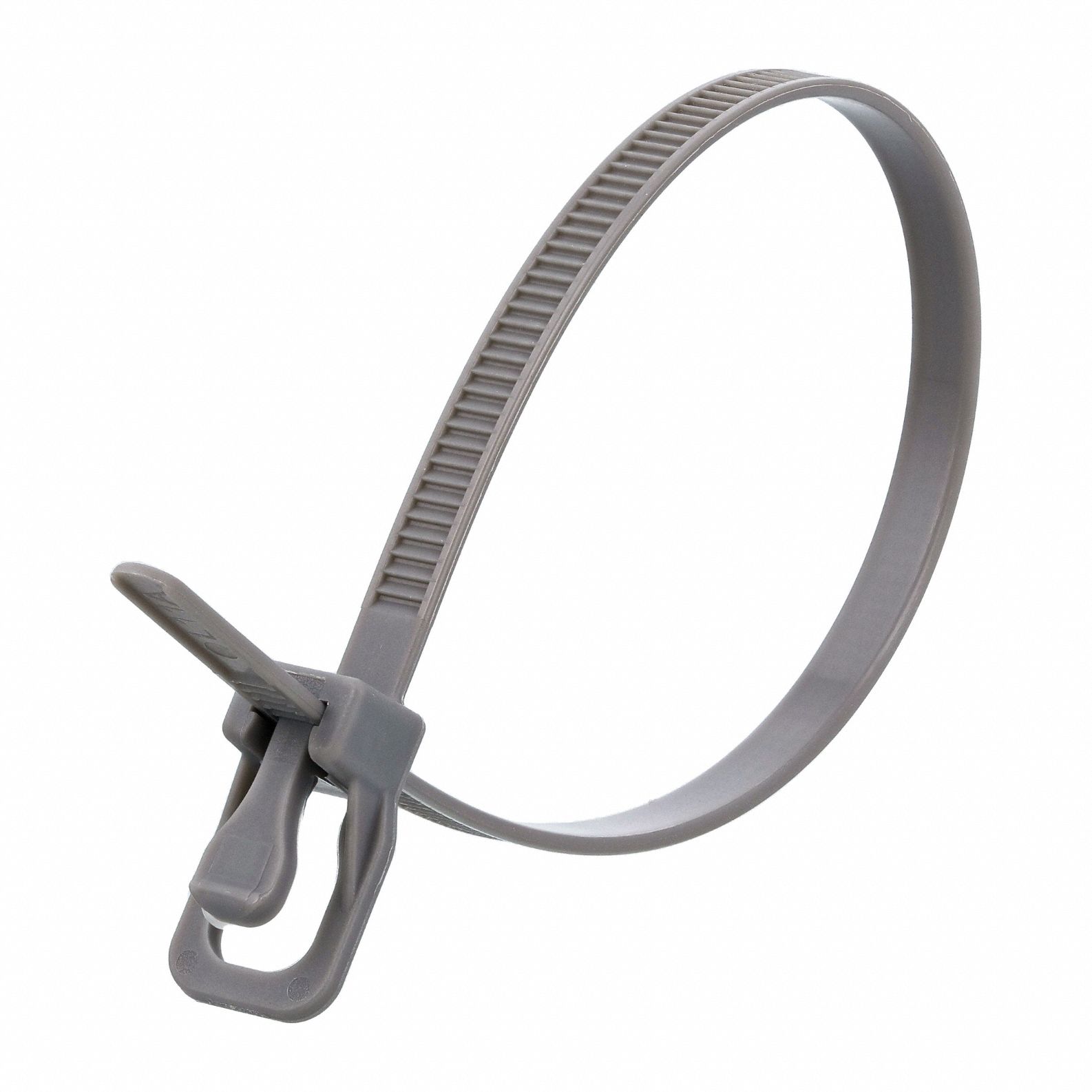 Reusable Cable Ties: Gray, 16 in Lg, Max. 119 mm Bundle Dia., 50 lb Rated, 100 PK