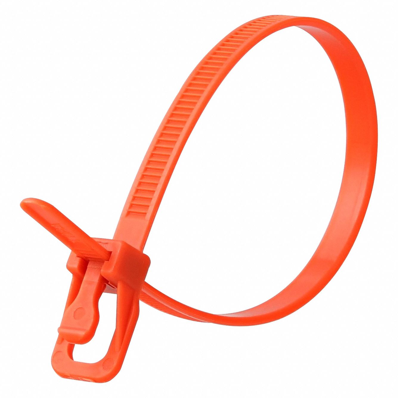 Releasable Cable Tie: Orange, 10 in Lg, Max. 71 mm Bundle Dia., 50 lb Rated, 100 PK