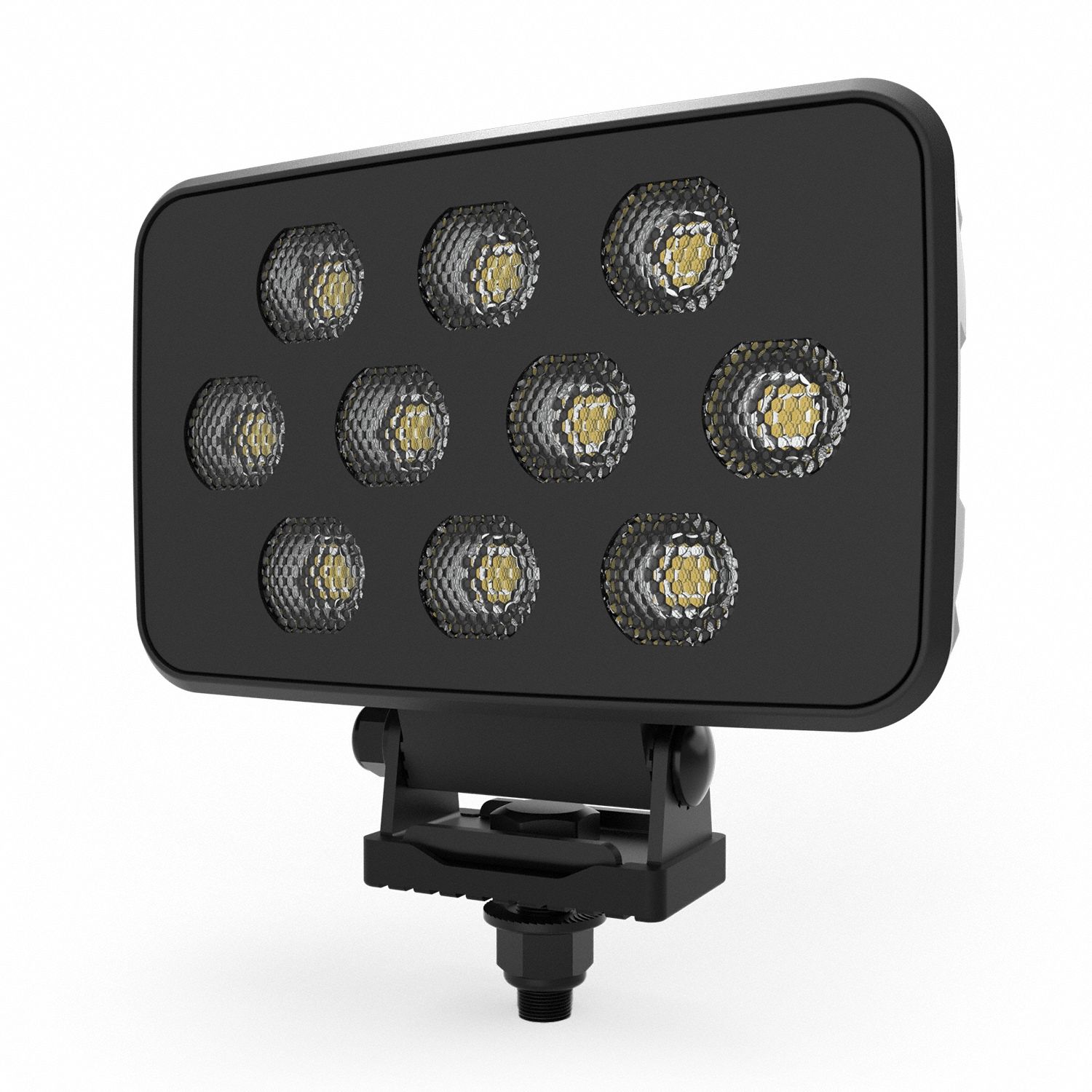 Vehicle Work Light: Rectangular, Flood, LED, Bracket, 2 Conductor Cable with Connectors, White