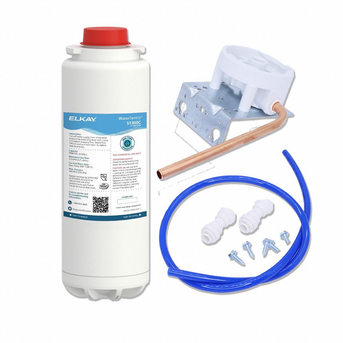 Water Cooler Filter: 0.5 micron, 1.5 gpm, 1, 500 gal, 12 1/2 in Overall Ht
