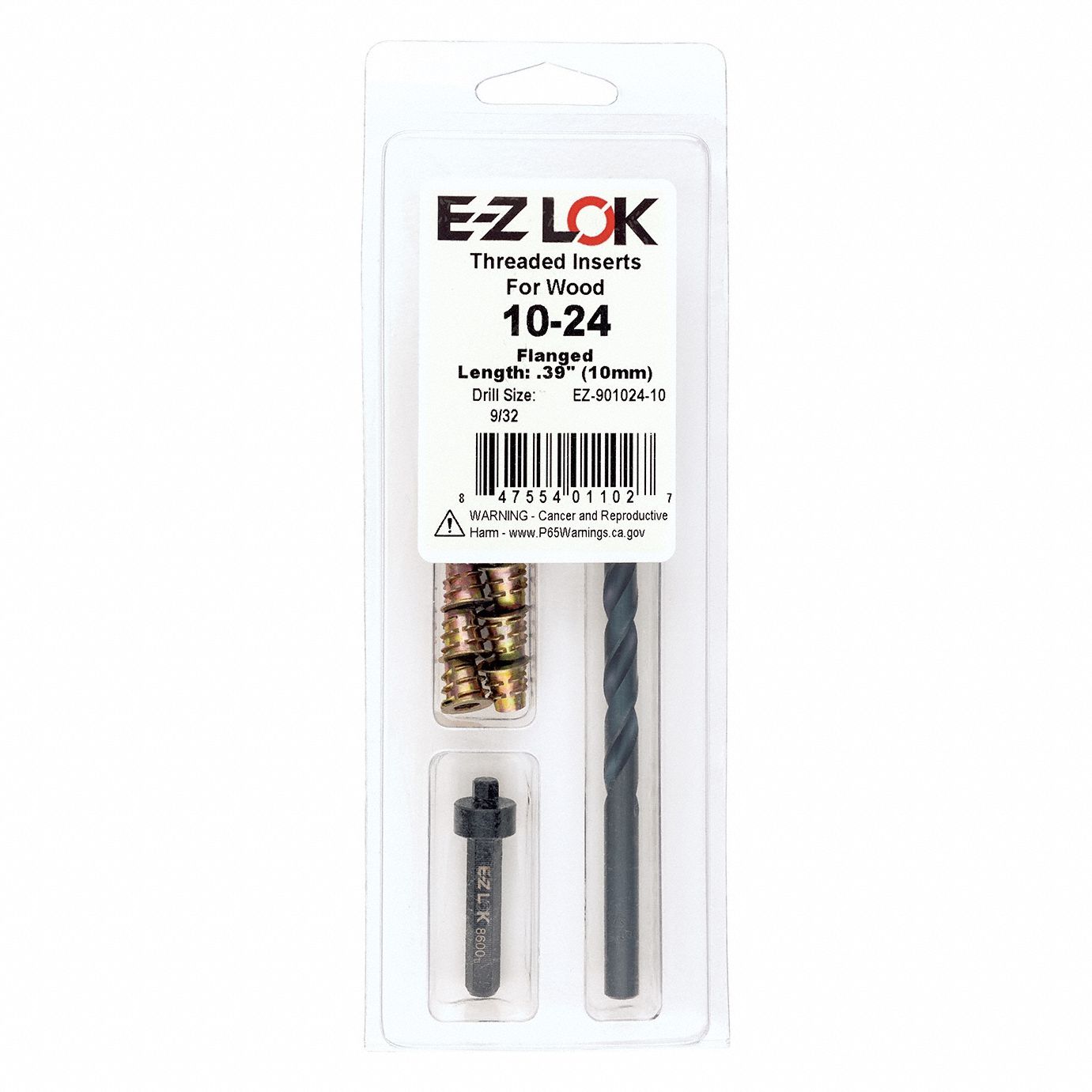 Thread Repair Kit: 25/64 in Overall Lg, 7/16 in Dia, Zinc