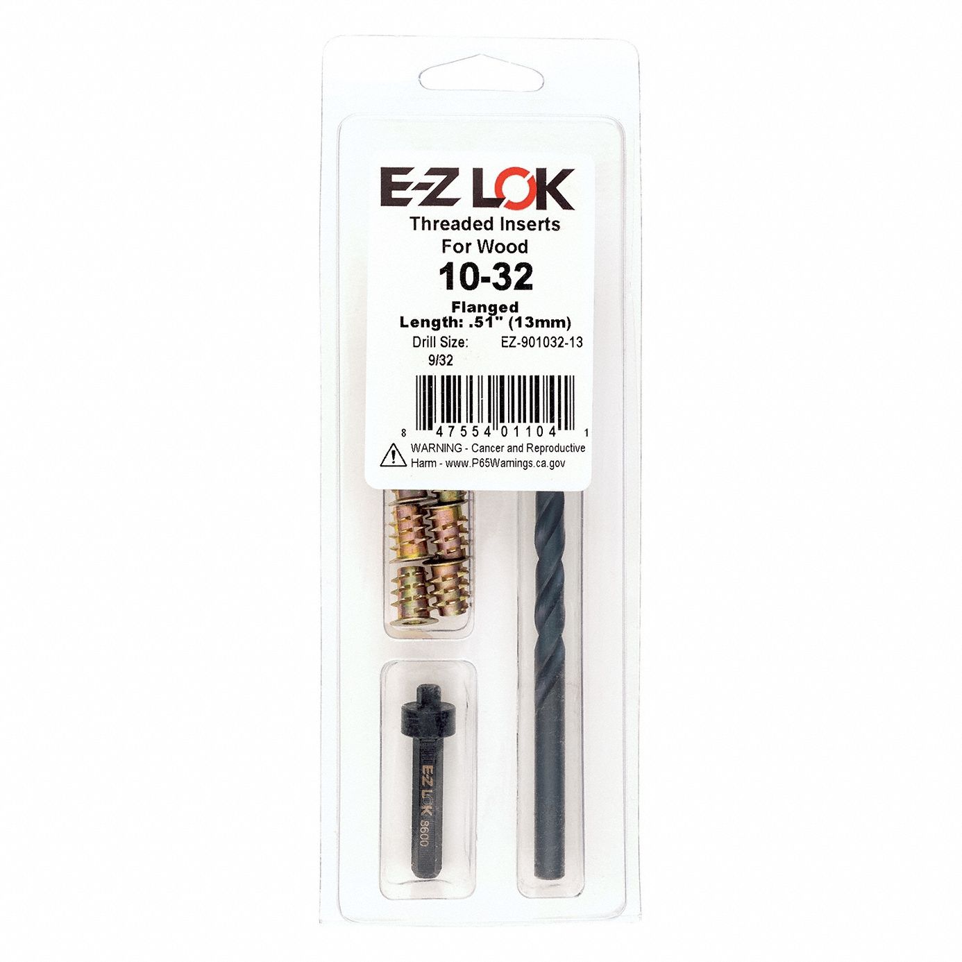 Thread Repair Kit: 33/64 in Overall Lg, 7/16 in Dia, Zinc