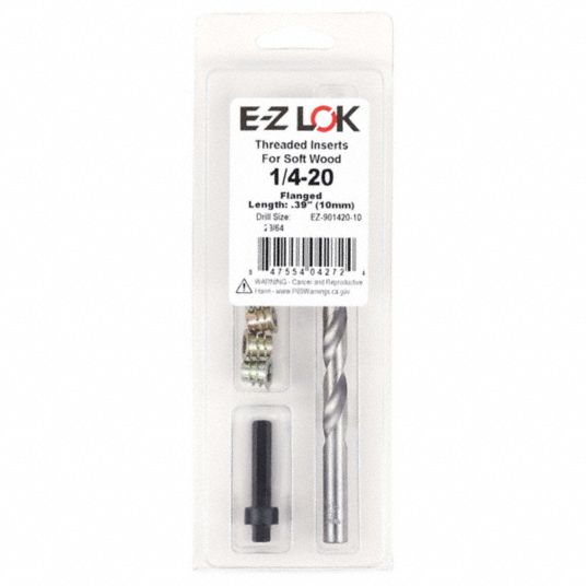 Thread Repair Kit: 0.25 in Dia, Zinc, Zinc