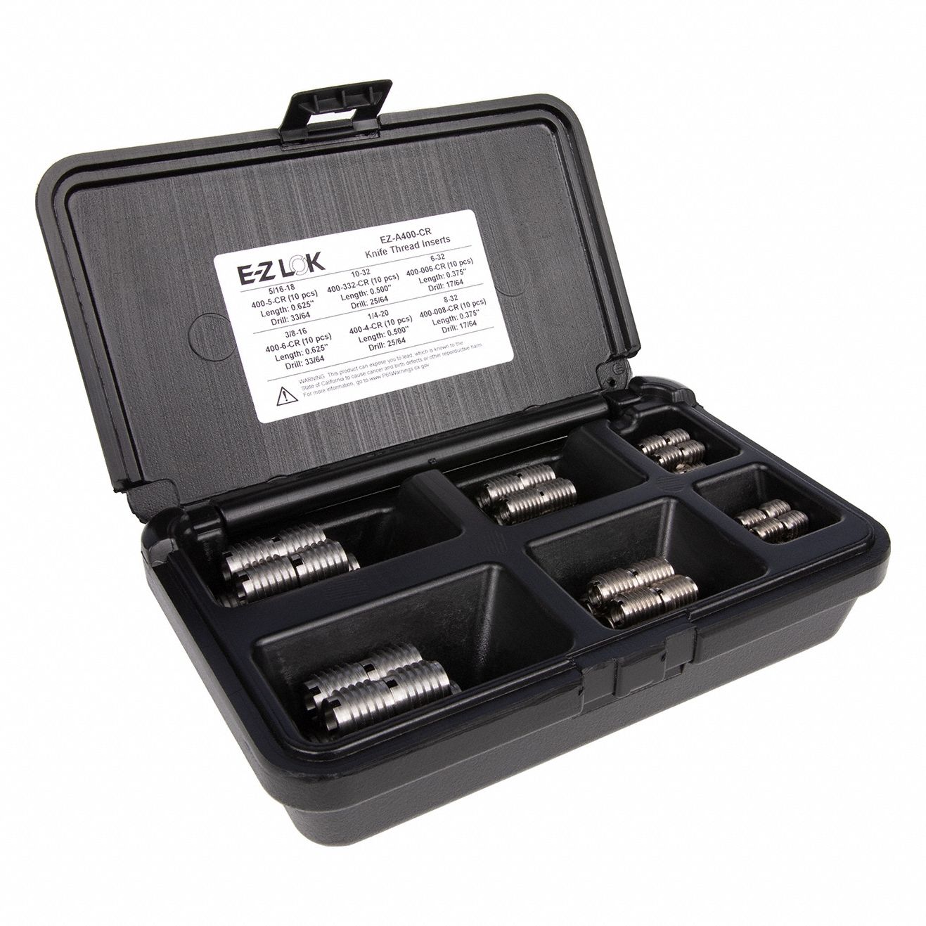 Thread Repair Kit: 19/32 in_21/64 in_29/64 in Dia, Stainless Steel, Plain, 18-8 Stainless Steel