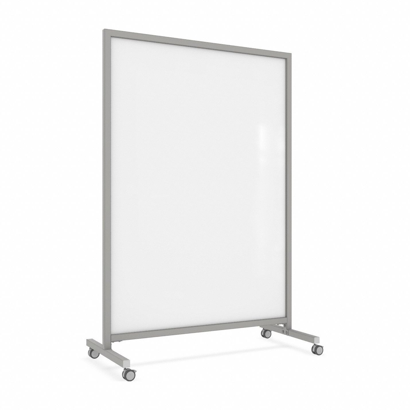 Mobile board: 75 in Overall Ht, 50 in Overall Wd, Glass, Glass, Not Adj, White, Reversible