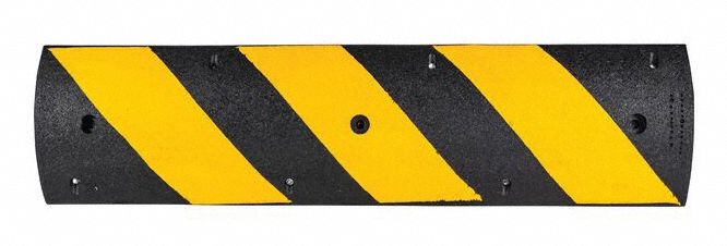 APPROVED VENDOR SPEED BUMP, BLK/YLW, RUBBER BOLTS ON CONCRETE/SPIKES ON  ASPHALT, 350 PSI, 2¼X4 FT, 2 LBS - Speed Bumps & Rumble Strips - WWG49ZZ32