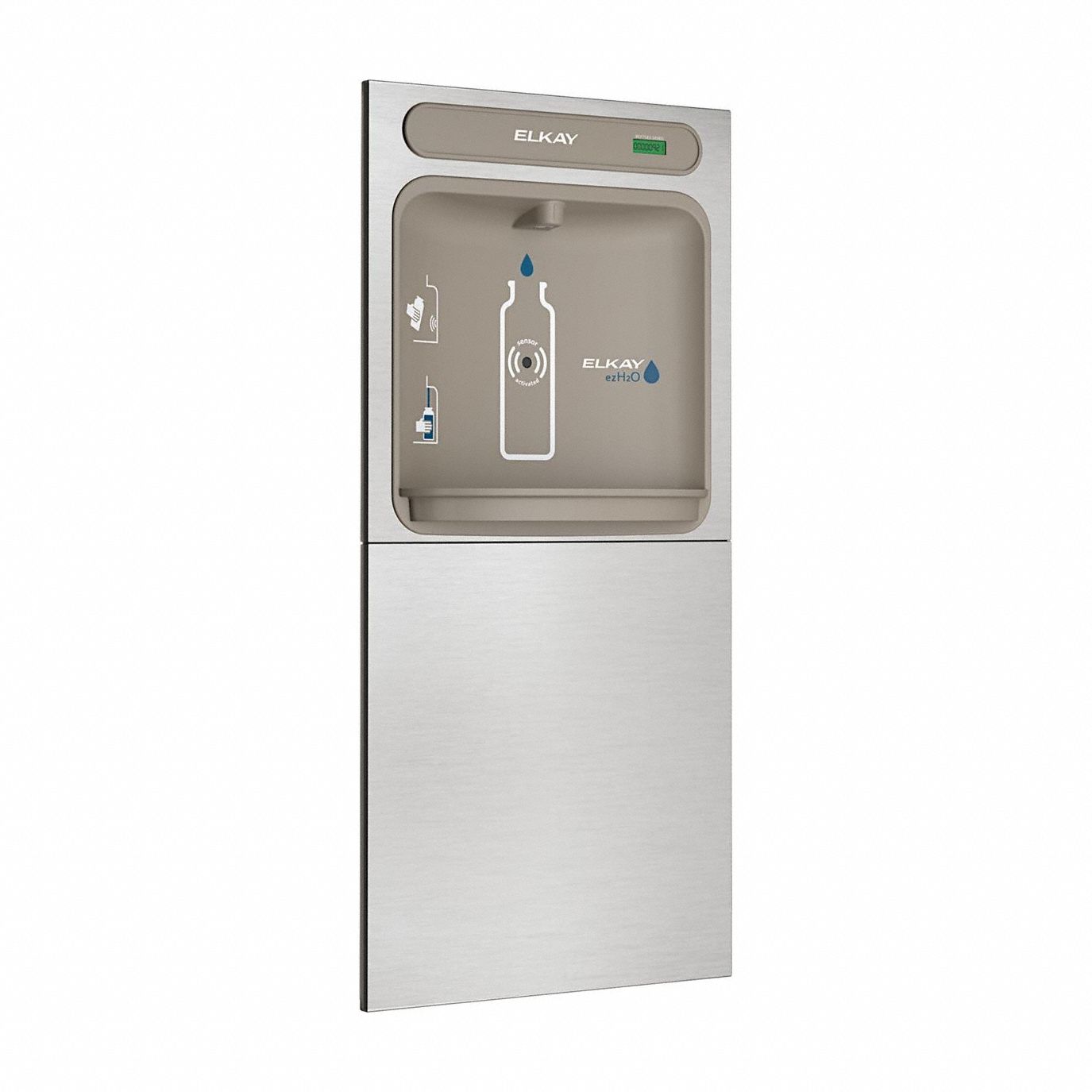 Bottle Filling Station: On-Wall, Non-Refrigerated, Stainless Steel, Gray, Stainless
