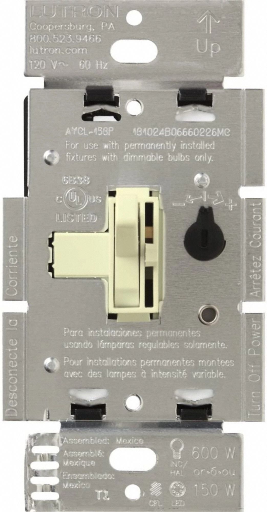 Lighting Dimmer Toggle Almond 120V