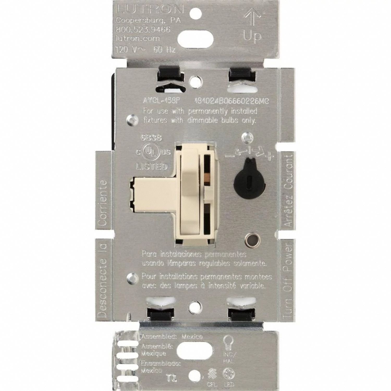 Lighting Dimmer Toggle Light Almond