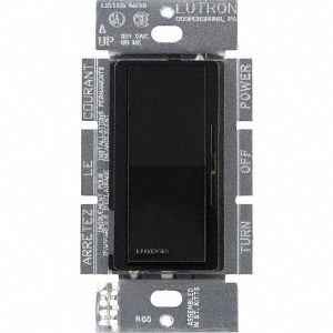 Lighting Dimmer: Fluorescent/LED, 1-Pole, 3-Way, 120 to 277V AC, 8 A, Black, Diva, Diva