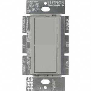 Lighting Dimmer: Fluorescent/LED, 1-Pole, 3-Way, 120 to 277V AC, 8 A, Gray, Diva, Diva
