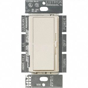 Lighting Dimmer: Fluorescent/LED, 1-Pole, 3-Way, 120 to 277V AC, 8 A, Light Almond, Diva