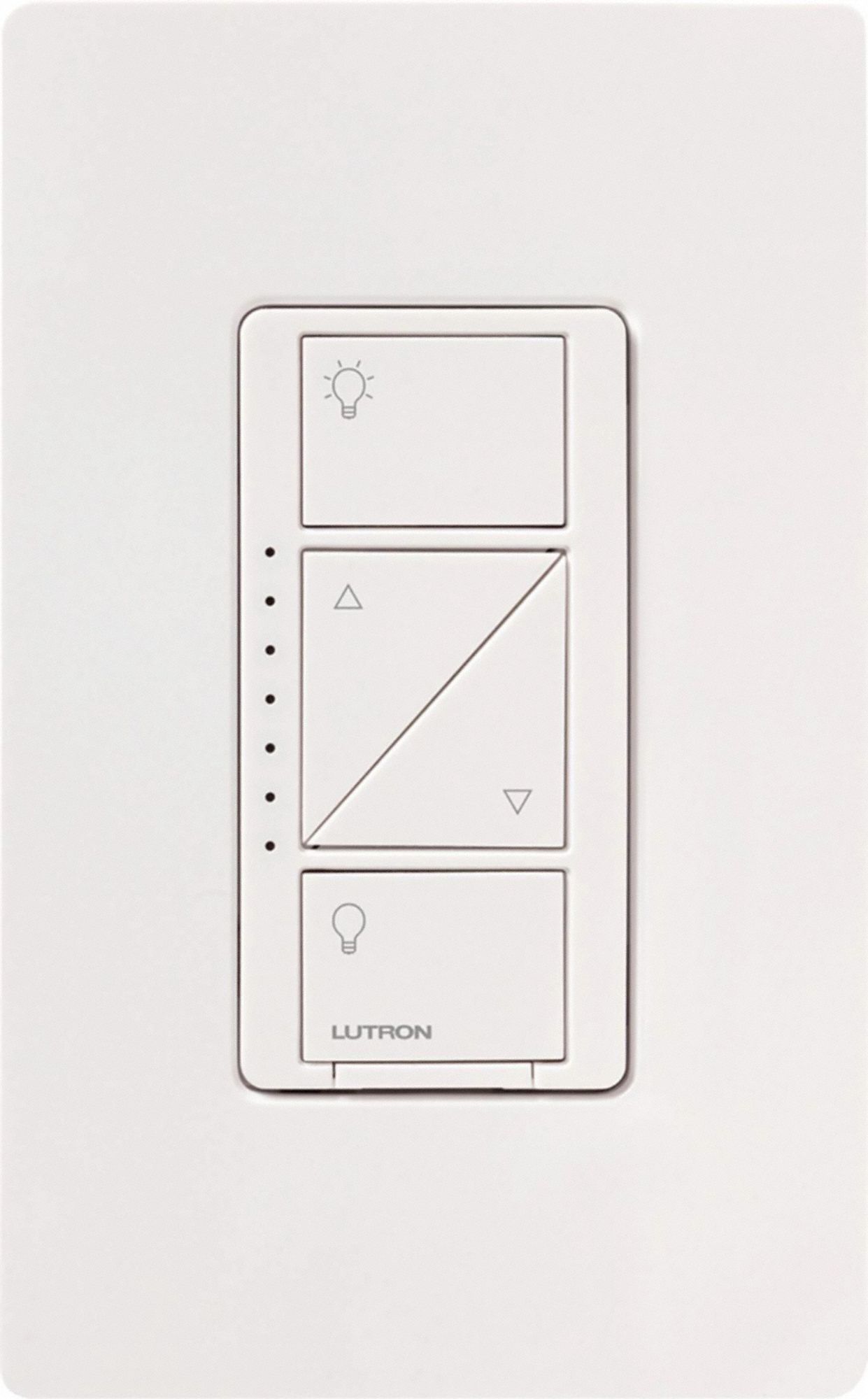 Lighting Dimmer: 3 Buttons, Caseta, 120V AC, Wireless, Neutral Required, White