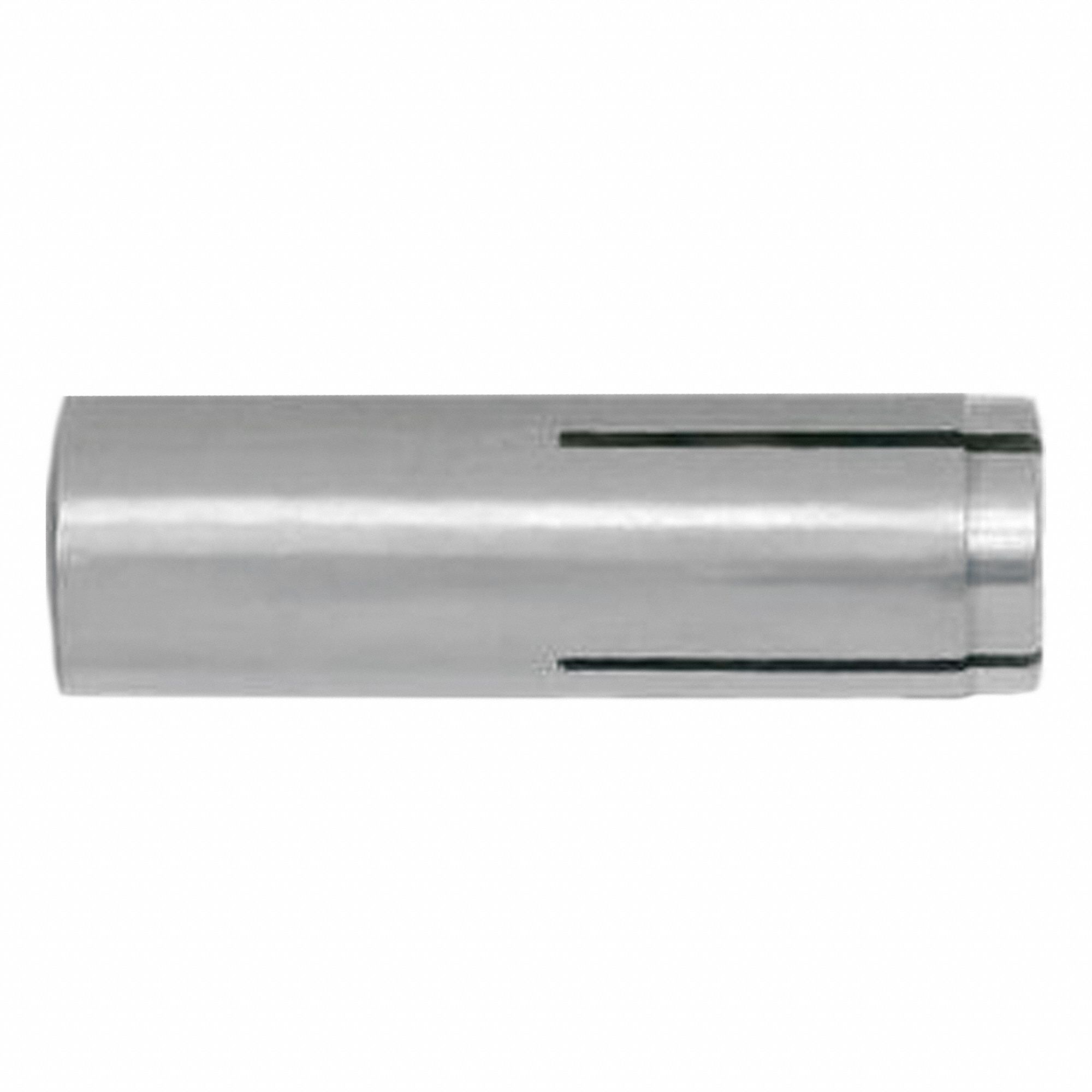 Drop-In Anchor: 1/2"-13 Thread Size, 2 in Overall Lg, 5/8 in Dia, Stainless Steel, 50 PK