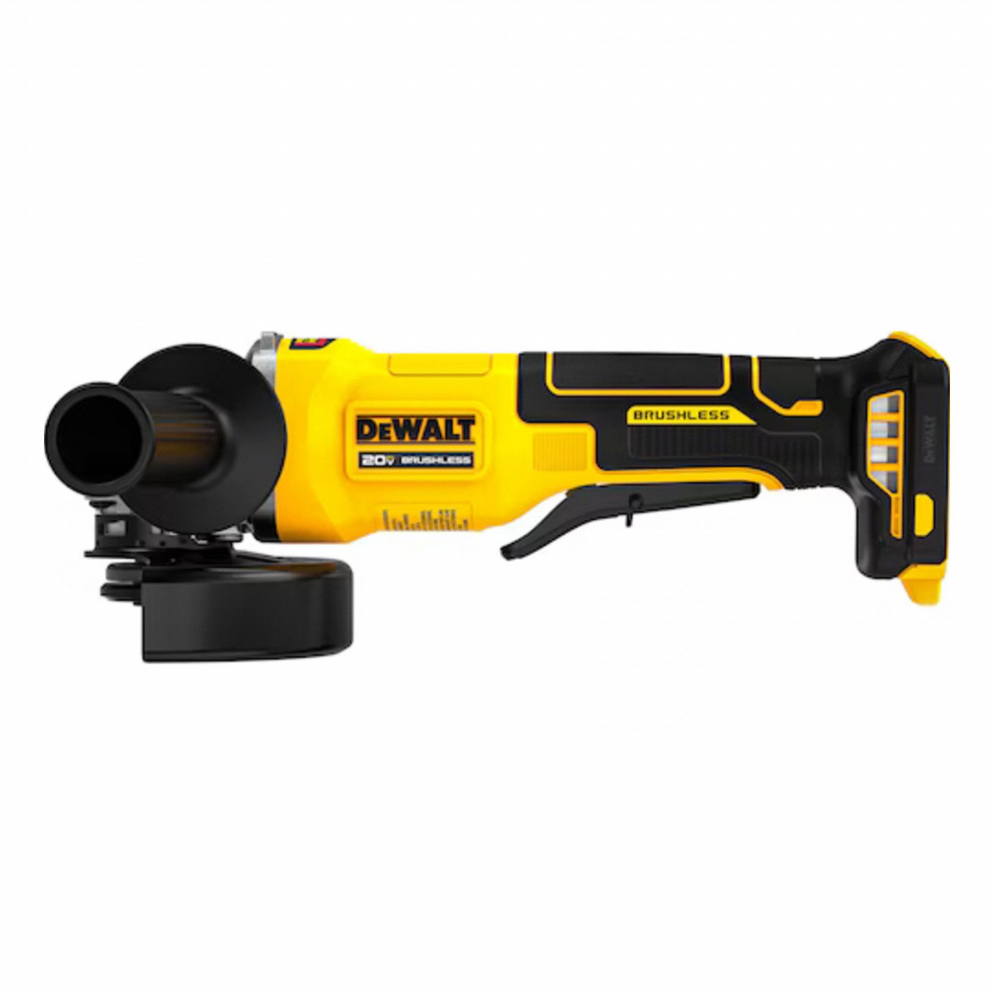 Angle Grinder: 4 1/2 in Wheel Dia, Brushless Motor, 20V DC, Std Head, Barrel Grip Grip, 20V MAX*