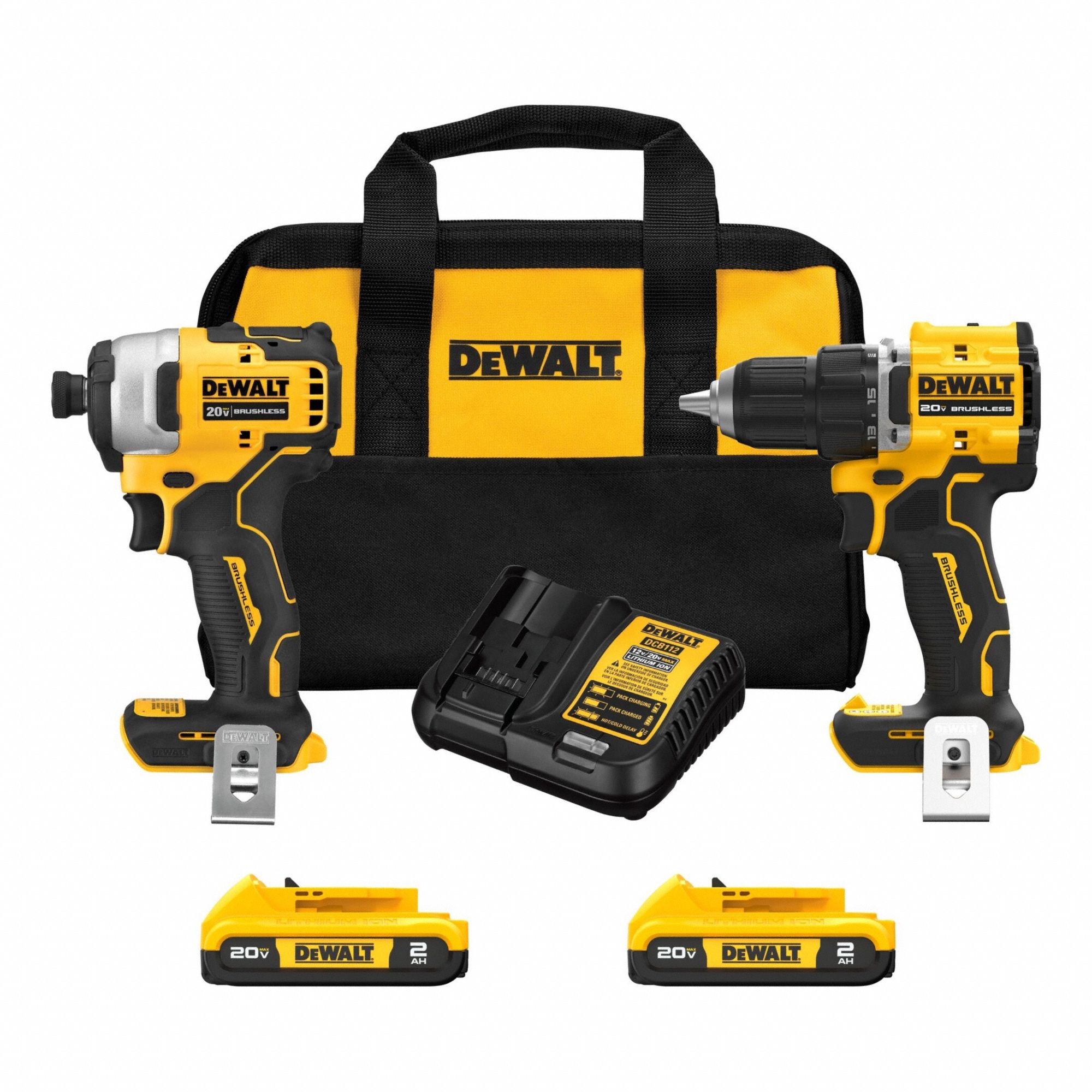 DEWALT DEWALT ATOMIC 20V MAX Brushless Compact Drill/Driver and Impact Driver Combo Kit: 2 Tools (MPN DCK225D2). Key specifications — attr1176460: Drill/Driver.