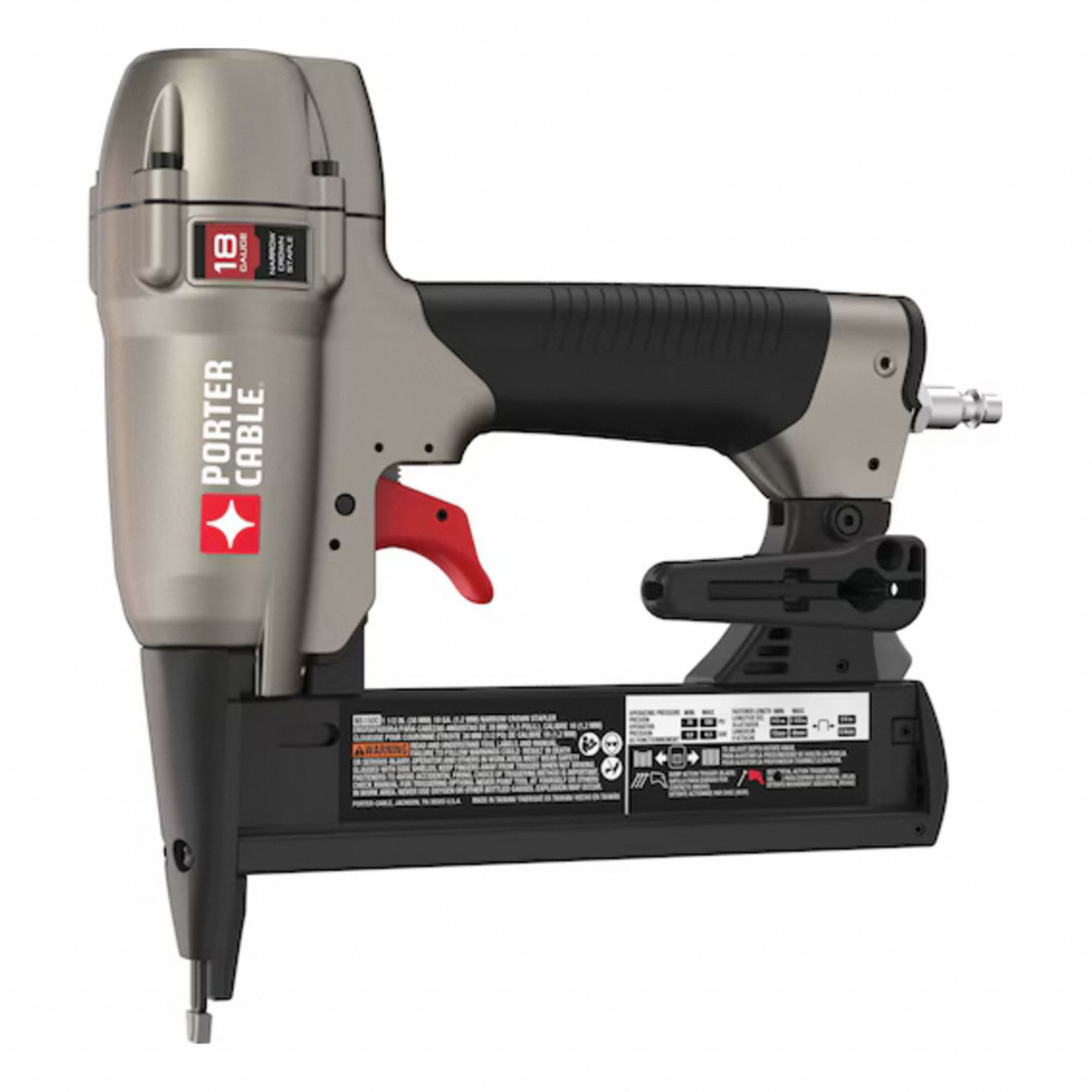 Staple Gun: For 1/4 in Staple Wd, For 18 ga Staple Gauge, Crowned, 1/4 in Male NPT