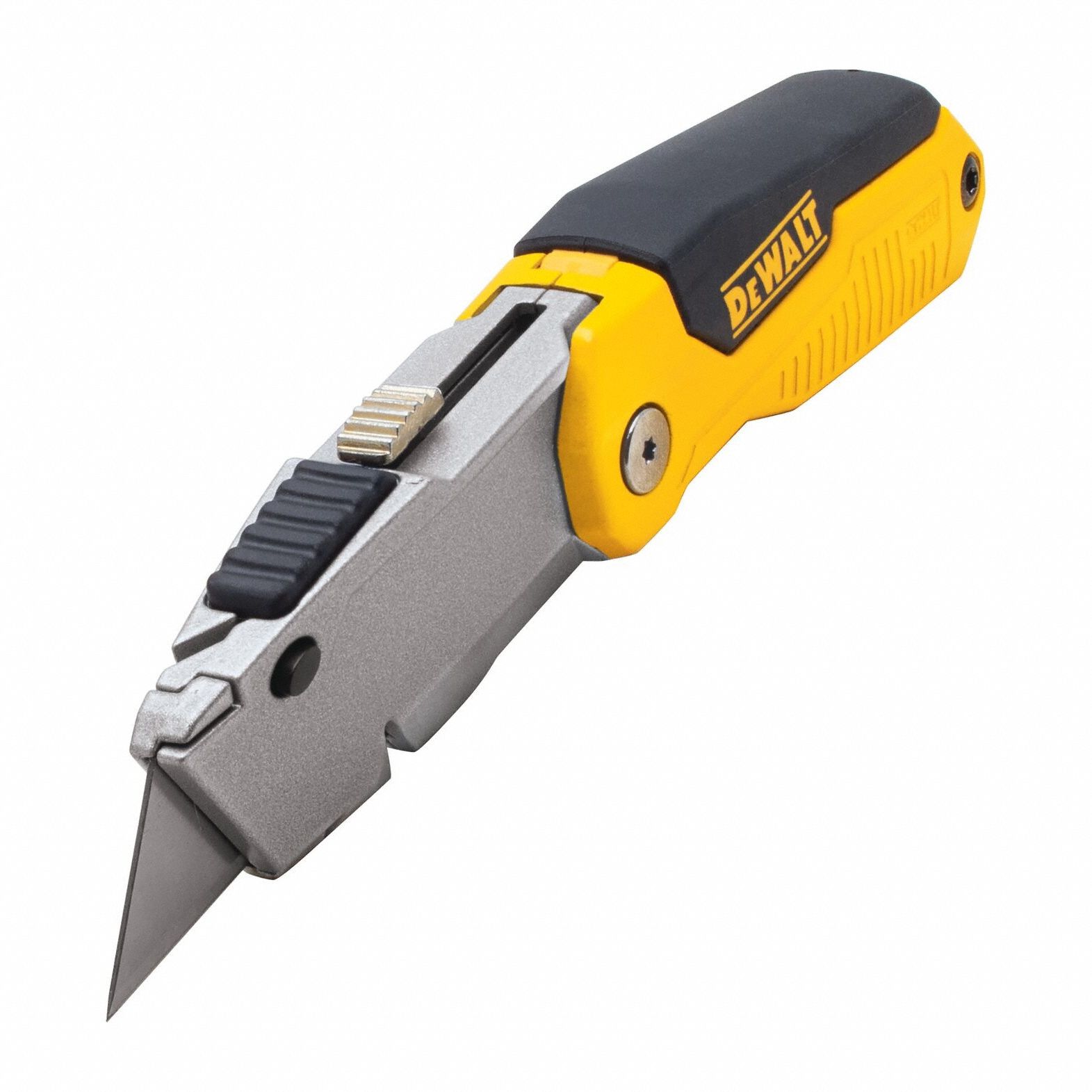 Folding Utility Knife: 3 1/4 in/6 in, Stainless Steel, Metal, 1 Blades Included