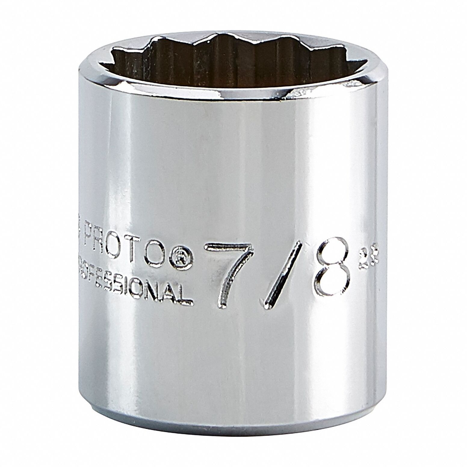 Socket: SAE, 3/8 in Drive Size, 7/8 in Socket Size, 12-Point, Std, Chrome, Not Tether Capable