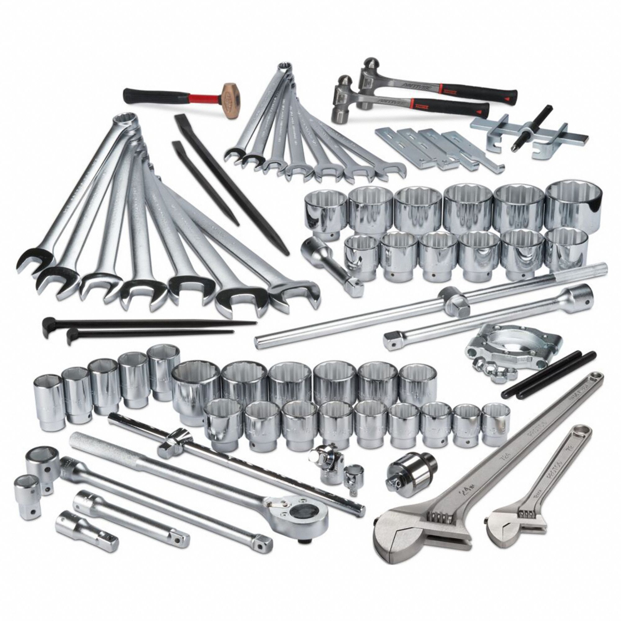 Maintenance Tool Kit: 71 Total Pcs, SAE, 3/4 in/1 in Socket Drive Size