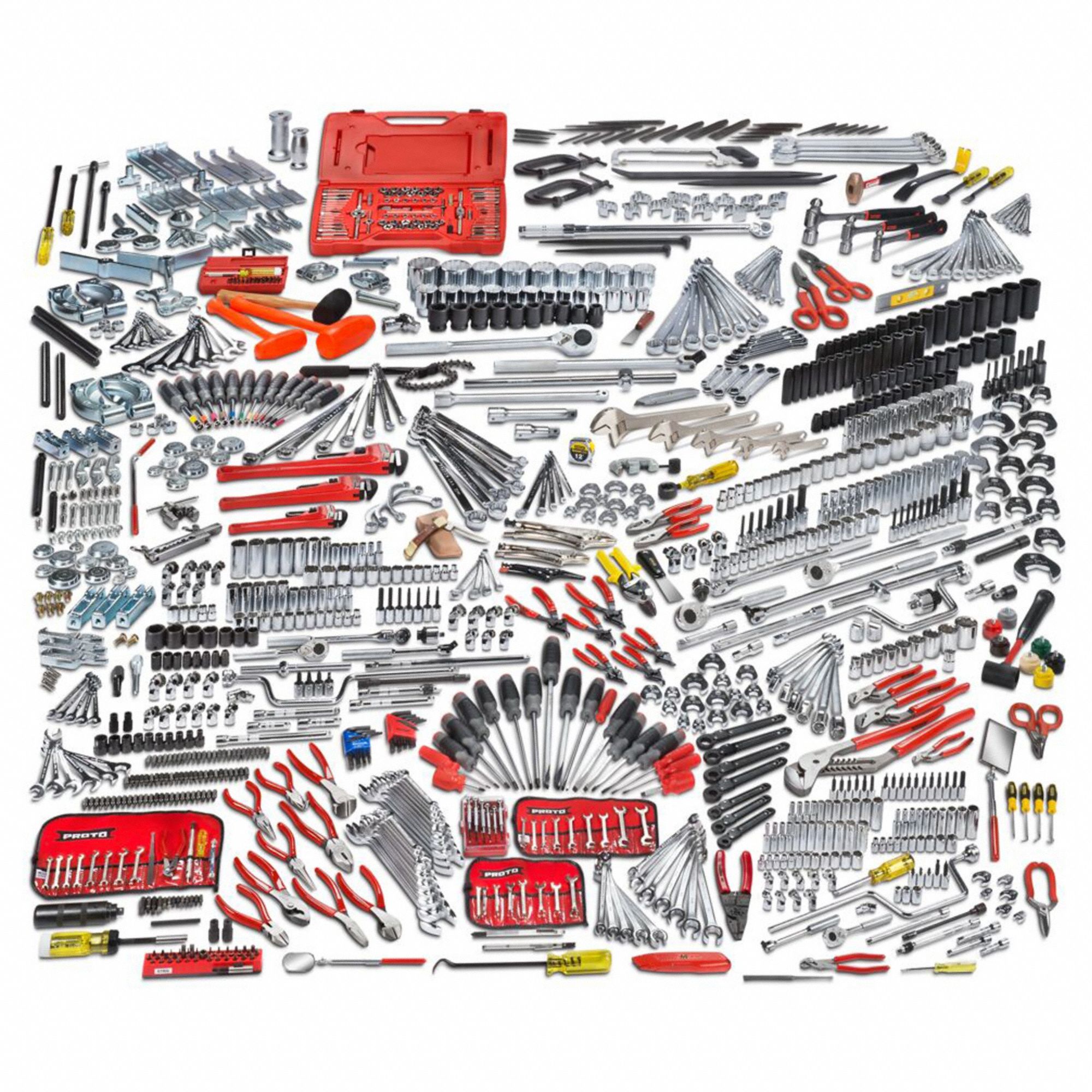 Master Tool Set: 1, 046 Total Pcs, Metric/SAE, 1/4 in/3/8 in/1/2 in/3/4 in Socket Drive Size