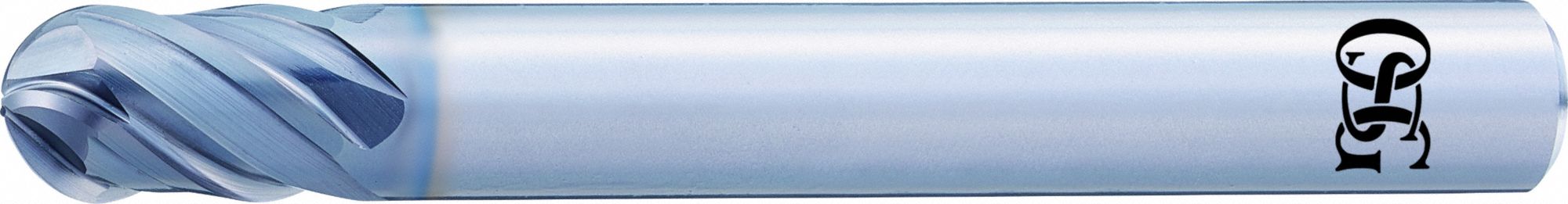 Ball End Mill: Carbide, Durorey Coated, 4 Flute, 1/4" Mill Dia, 1/2" LOC, 3-1/2" OAL