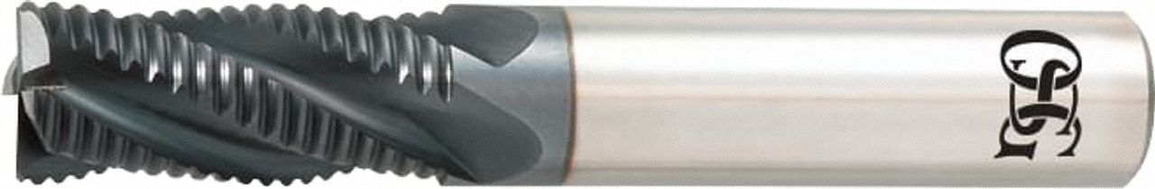 Roughing End Mill: Carbide, TiAlN Coated, 4 Flute, 1/4" Mill Dia, 3/4" LOC, 2-1/2" OAL