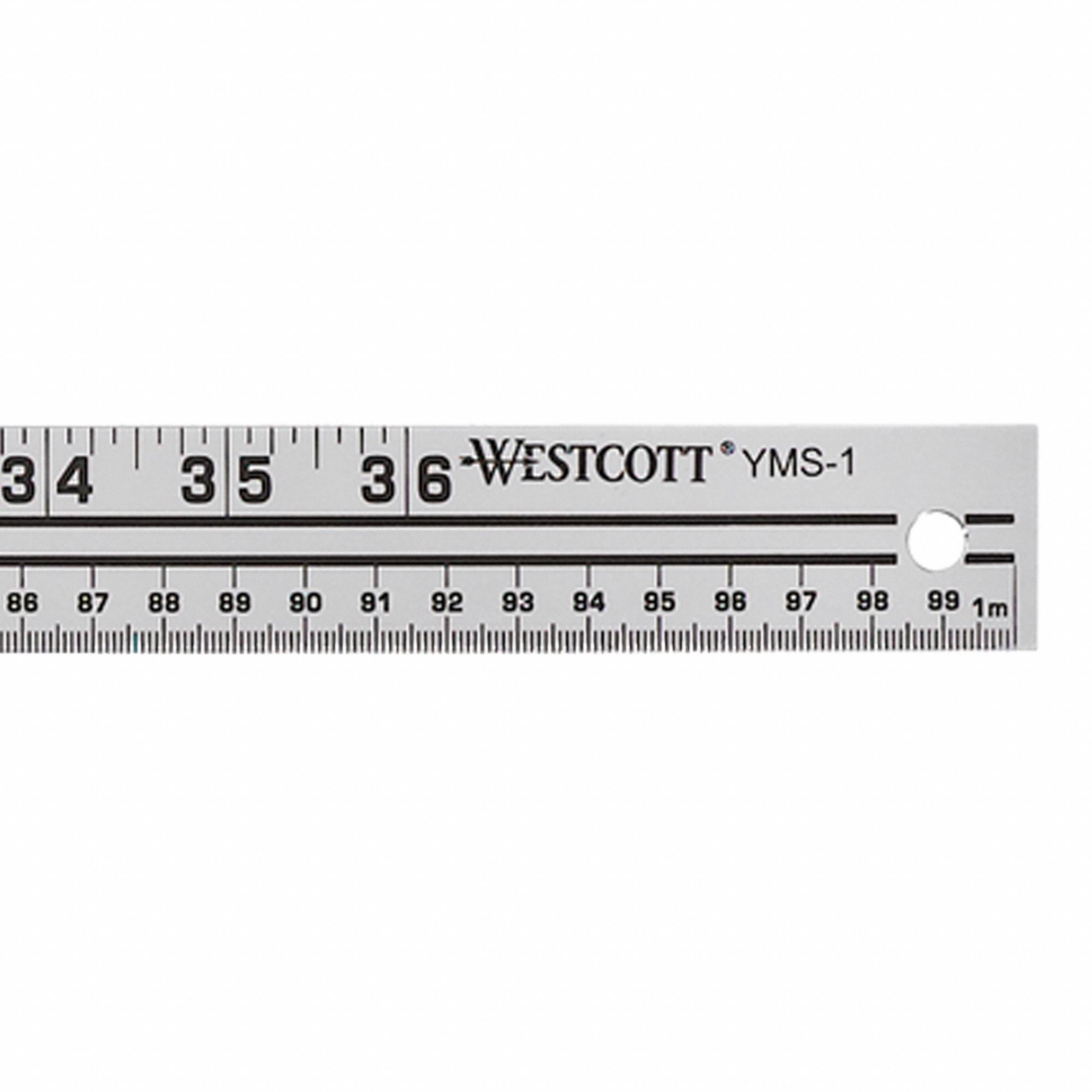 WESTCOTT YMS-1 Yardstick,Aluminum,Lined,8ths,39in,Metal