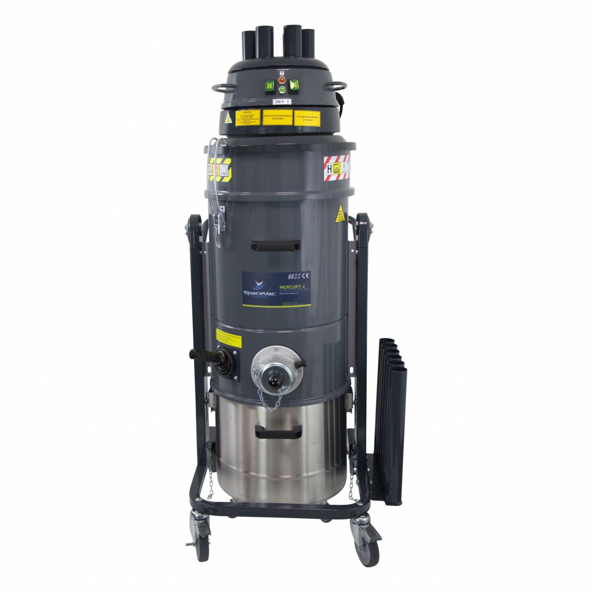 Shop Vacuum: Dry, Not HEPA Rated, 11 7/8 gal Tank Size, Stainless Steel, 1 1/2 in Hose Dia