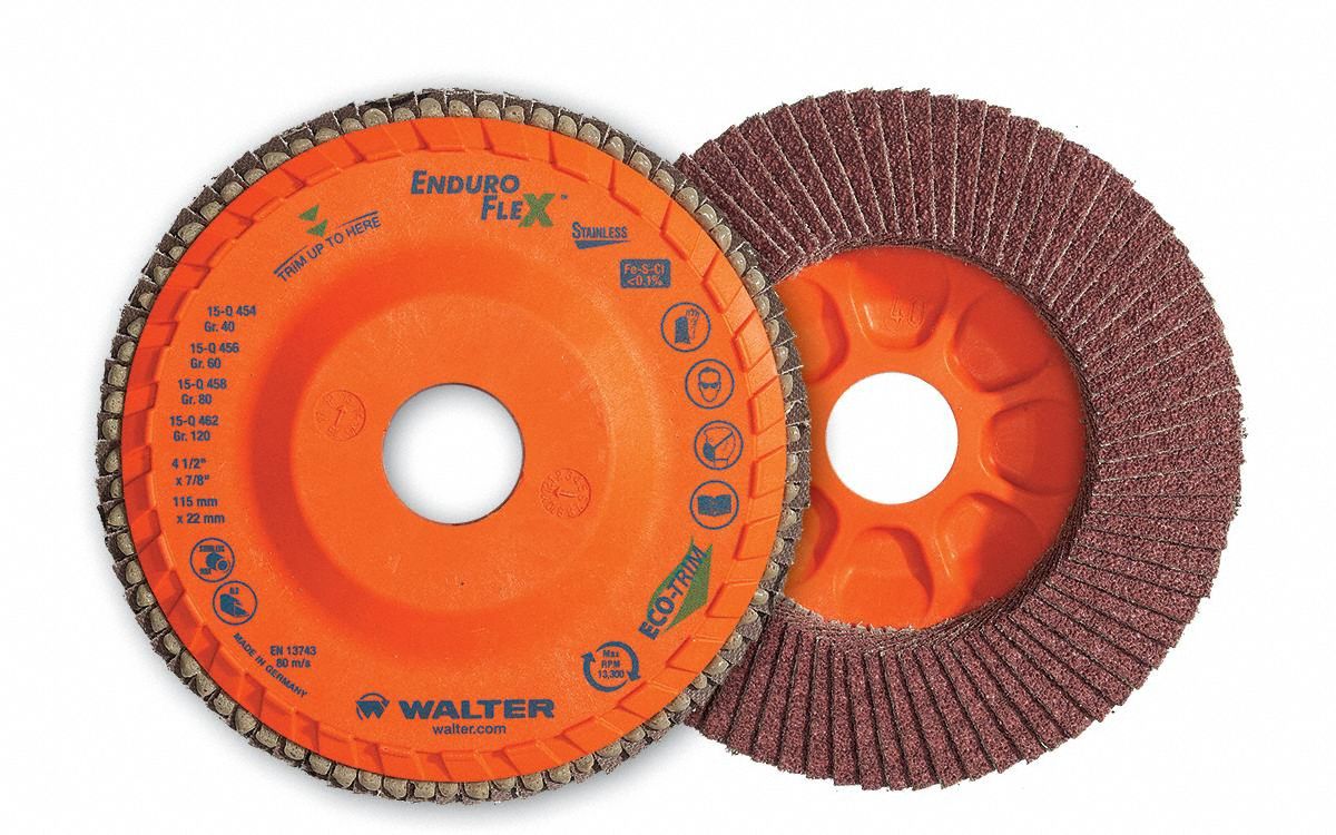 Flap Disc: Type 27, 7" x 7/8", Zirconia Alumina, 60 Grit, Eco-Trim Bk