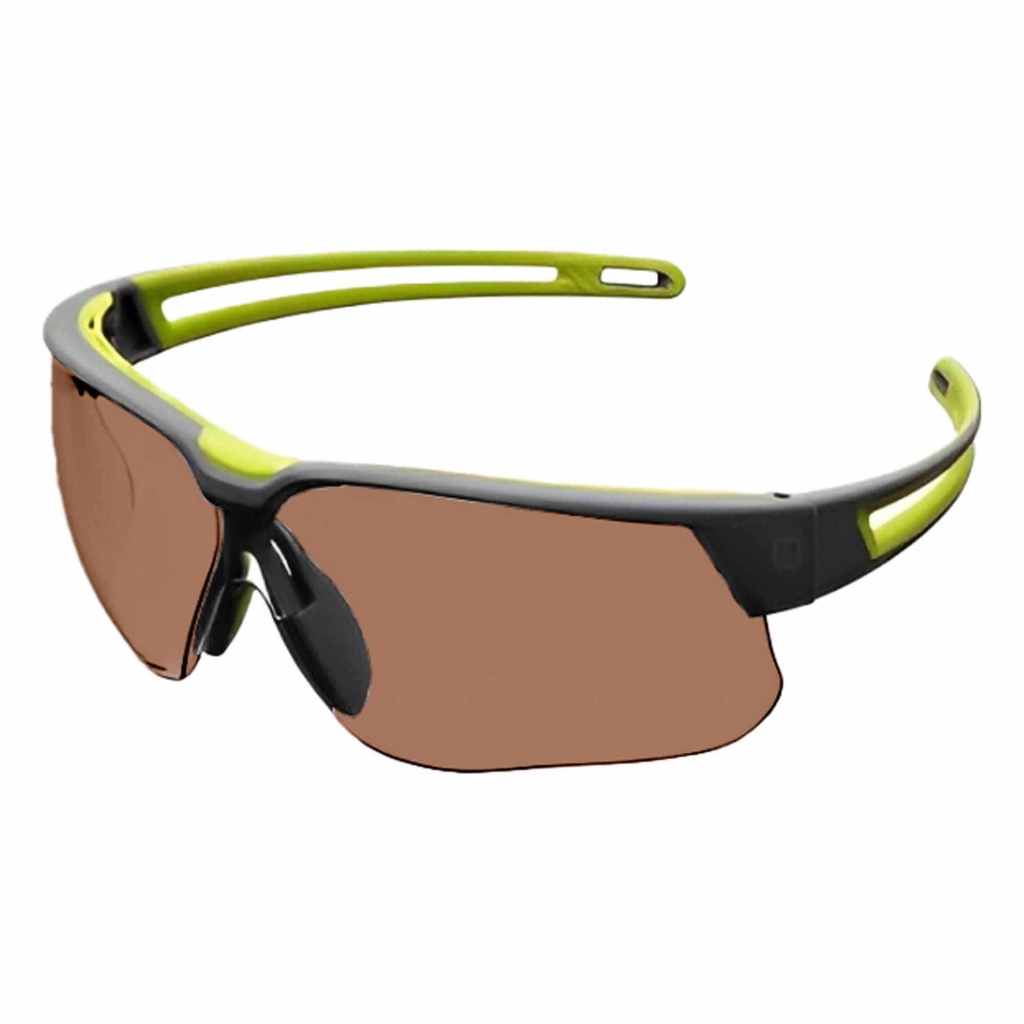 Reader Safety Glasses: Espresso Lens, Frameless, HydroShield® Anti-Fog, Cool Gray/Green Frame