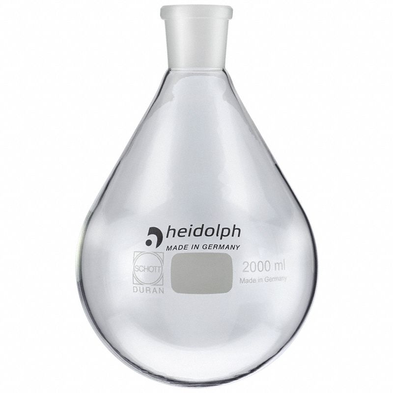 HEIDOLPH Rotary Evaporator Glassware: 2,000 mL, Colorless, Round, 24/40 Compatible with Stopper Size (MPN 036302370). Key specifications — Shape: Round; Body Color: Colorless; Brand: HEIDOLPH; Compatible with Stopper Size: 24/40.