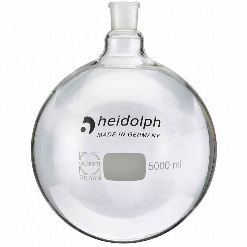 HEIDOLPH Rotary Evaporator Glassware: 500 mL, Colorless, Round, 24/40 Compatible with Stopper Size (MPN 036305000). Key specifications — Shape: Round; Body Color: Colorless; Brand: HEIDOLPH; Compatible with Stopper Size: 24/40.