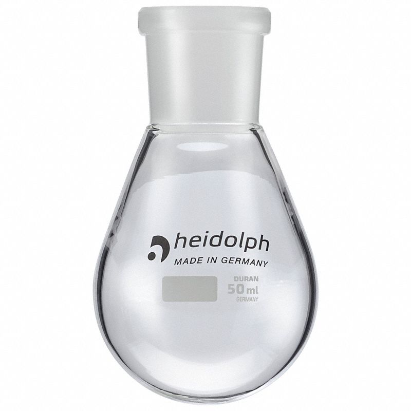 HEIDOLPH Rotary Evaporator Glassware: 50 mL, Colorless, Round, 24/40 Compatible with Stopper Size (MPN 036302270). Key specifications — Shape: Round; Body Color: Colorless; Brand: HEIDOLPH; Compatible with Stopper Size: 24/40.