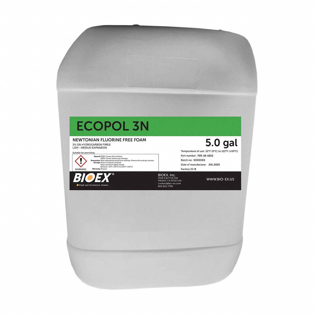 Firefighting Foam: ECOPOL 3N, Hydrocarbon fires, 5 gal Container Size, Pail