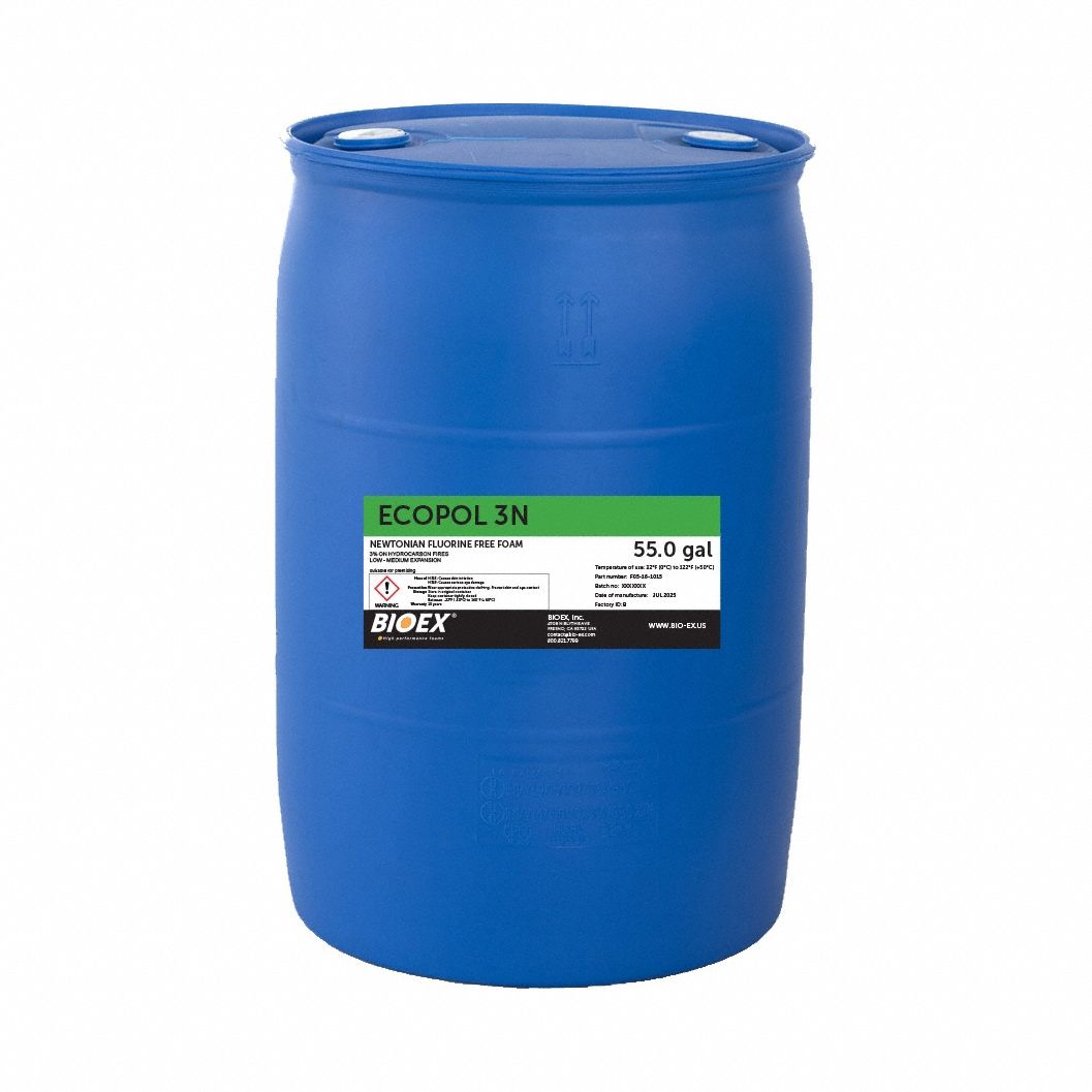 Firefighting Foam: ECOPOL 3N, Hydrocarbon fires, 55 gal Container Size, Drum