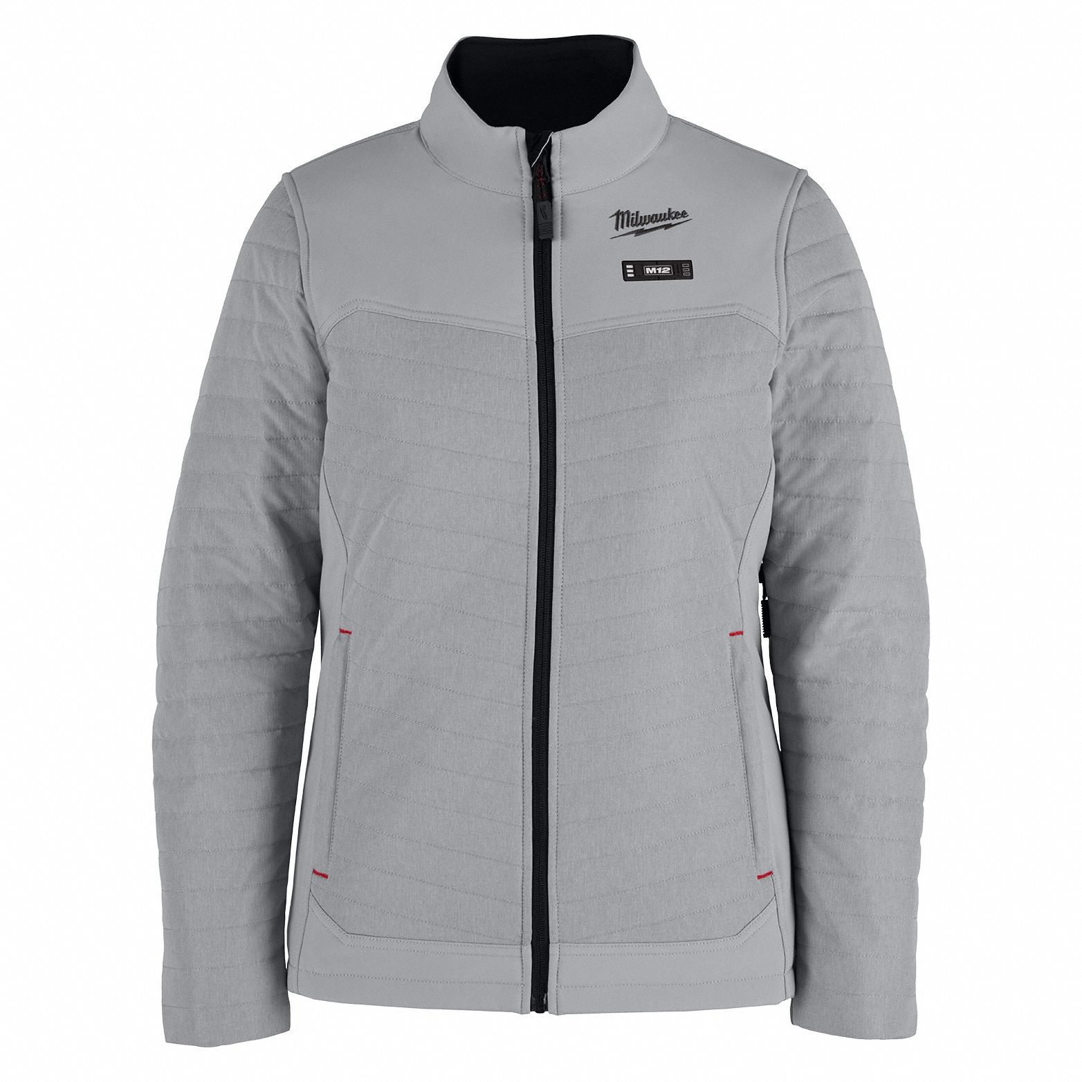 Heated Jacket: Women's, XS, Gray, 3 to 12 hours, 33 1/2 in Max Chest Size, Zipper