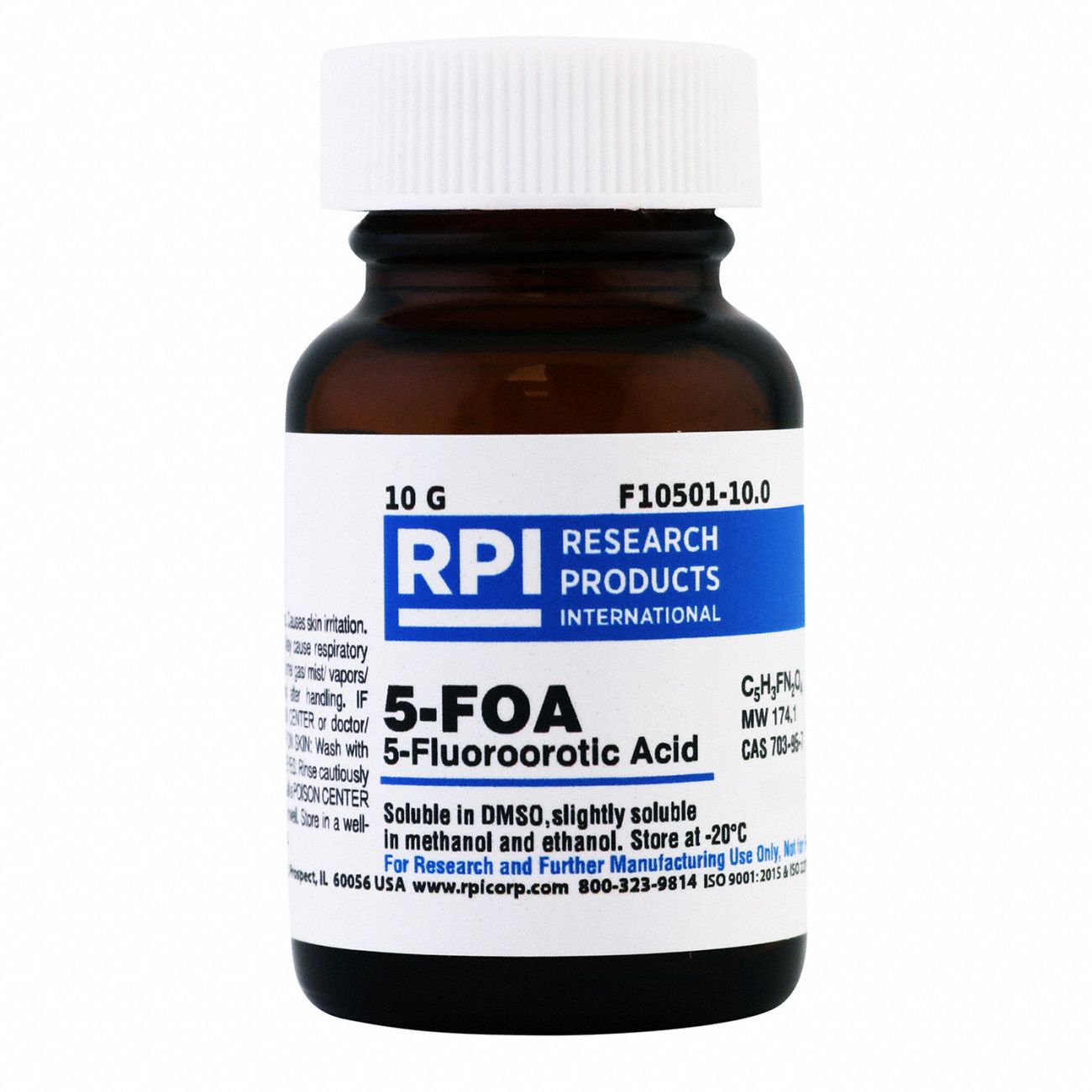 5-Fluoroorotic Acid (5-FOA): Lab, 10 g, 703-95-7, Powder, Glass, 18 mo Shelf Life, 1