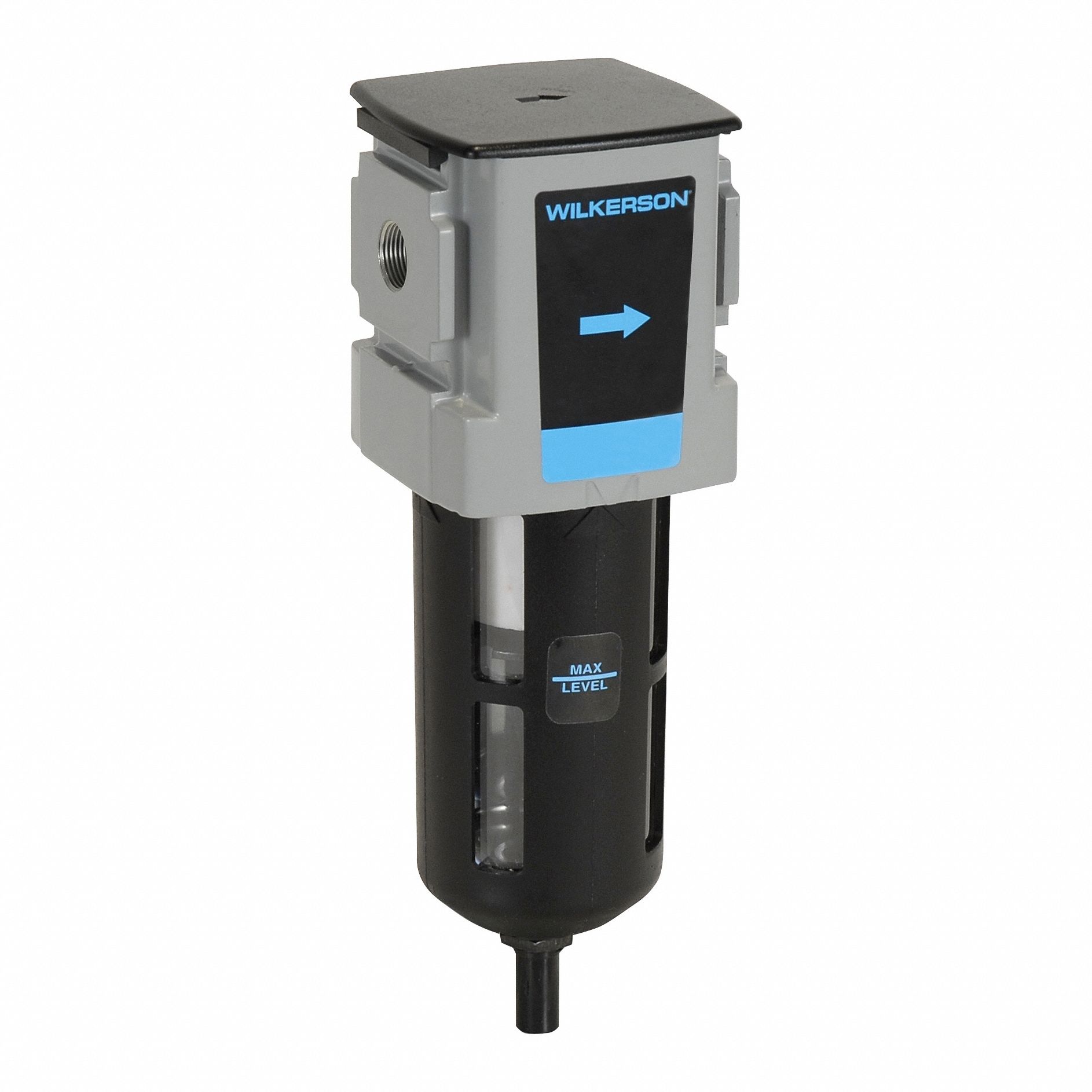 Filter: Particulate, 3/8 in NPT, 5 micron, 78 scfm, 250 psig Max Op Pressure, Plastic Bowl