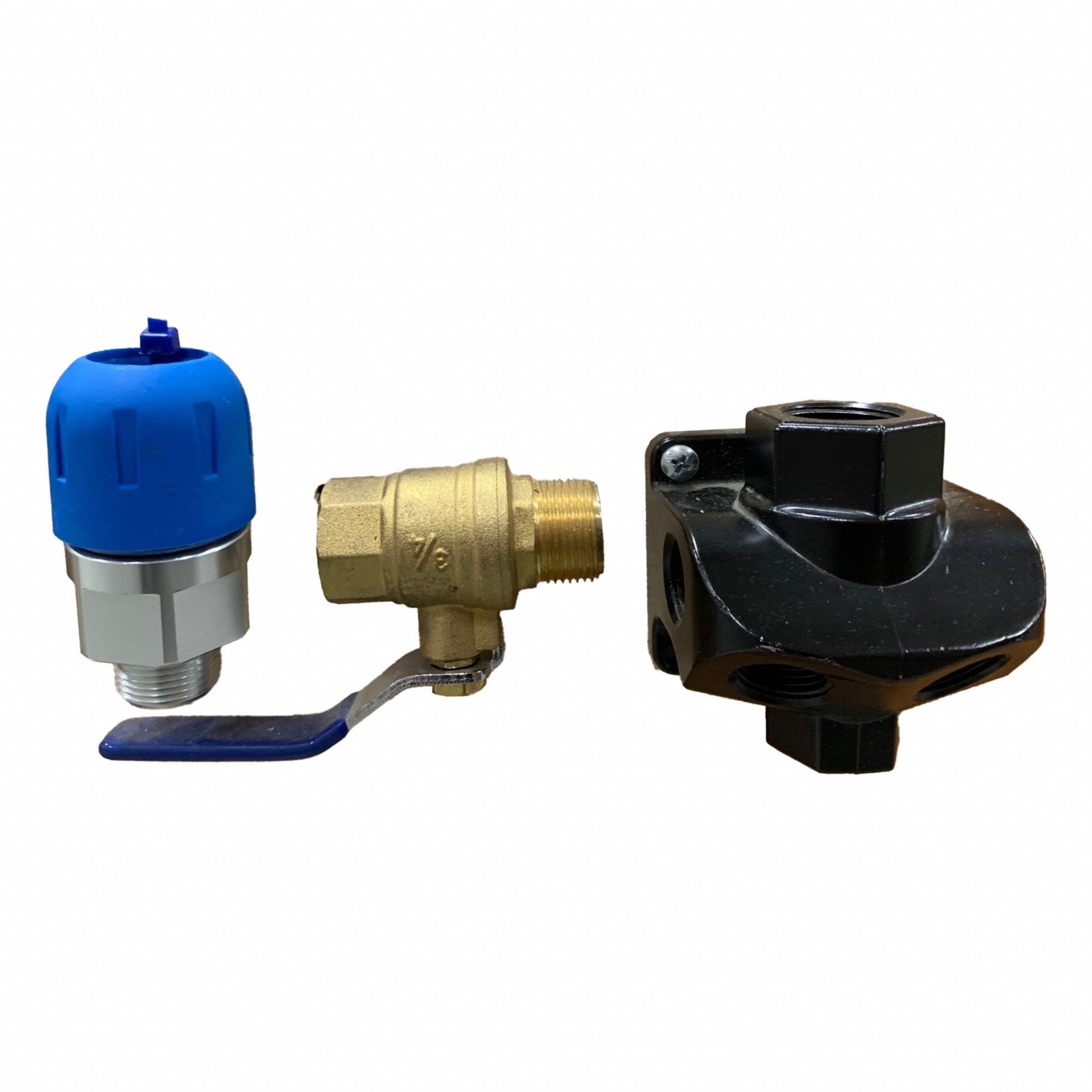 Compression Fitting Adapter: 45° Dual Port Elbow with Shutoff, 1 in Pipe Size, FNPT x FNPT