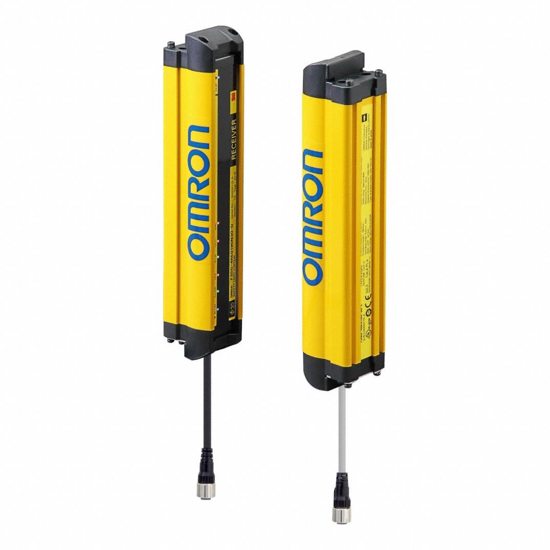 Safety Light Curtain: 24V DC, 119 Beams, 10 mm Spacing, 1, 200 mm Protected Ht, M12