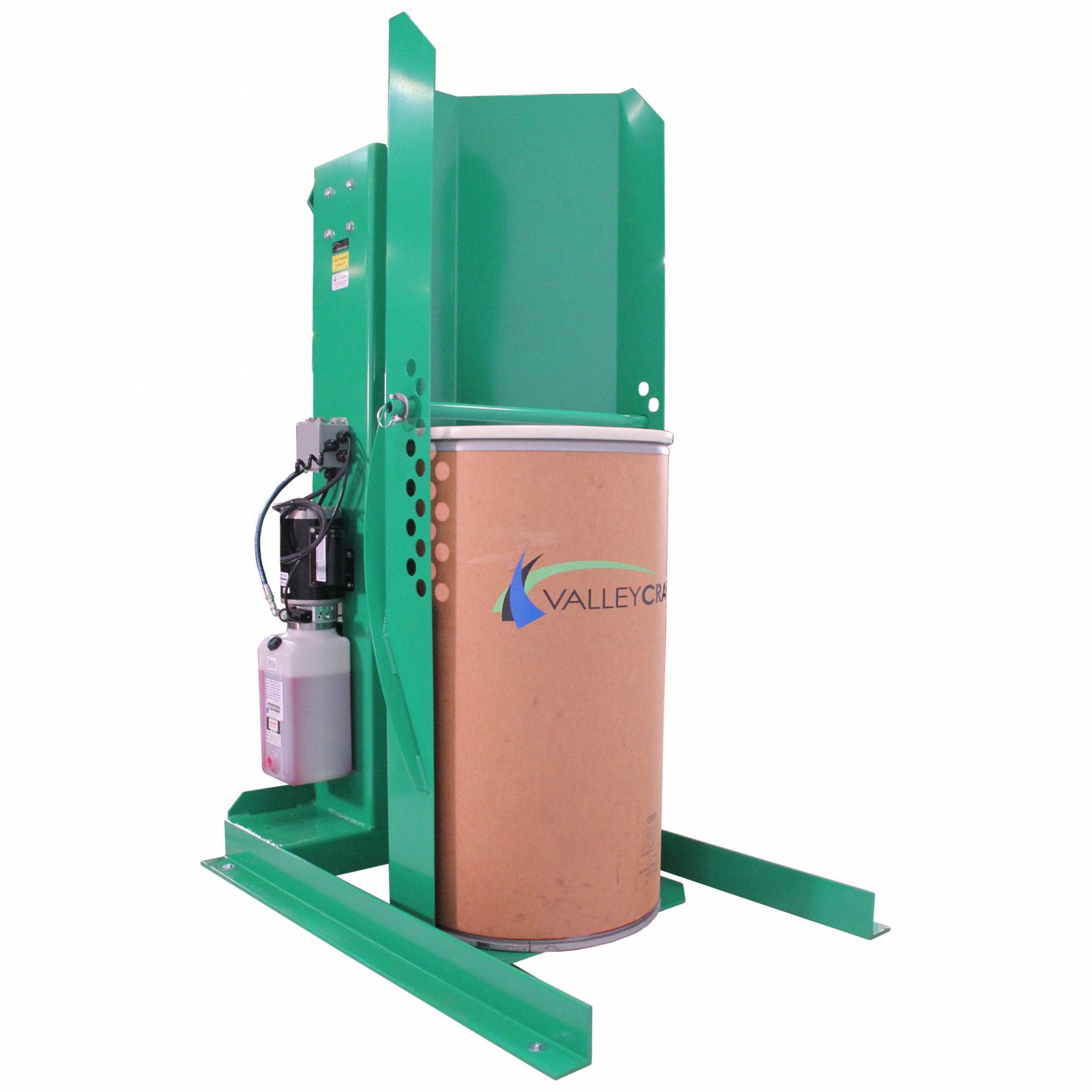 Drum Dumper: Steel, Stationary, 1, 500 lb Wt Capacity, Fiber/Metal/Plastic, 115V AC