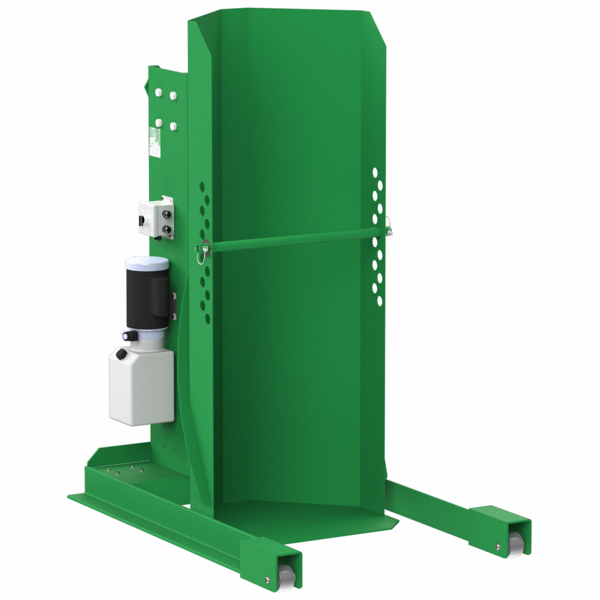 Drum Dumper: Steel, Built-In Wheels, 1, 500 lb Wt Capacity, Fiber/Metal/Plastic, 115V AC