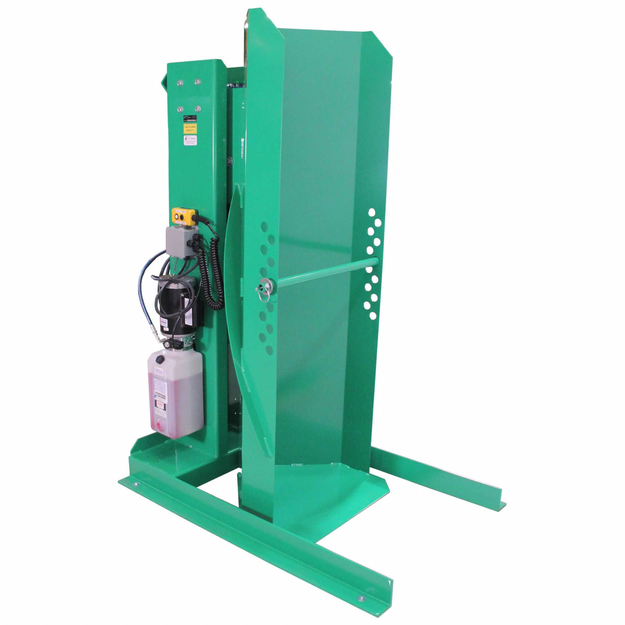 Drum Dumper: Steel, Stationary, 1, 500 lb Wt Capacity, Fiber/Metal/Plastic, 115V AC