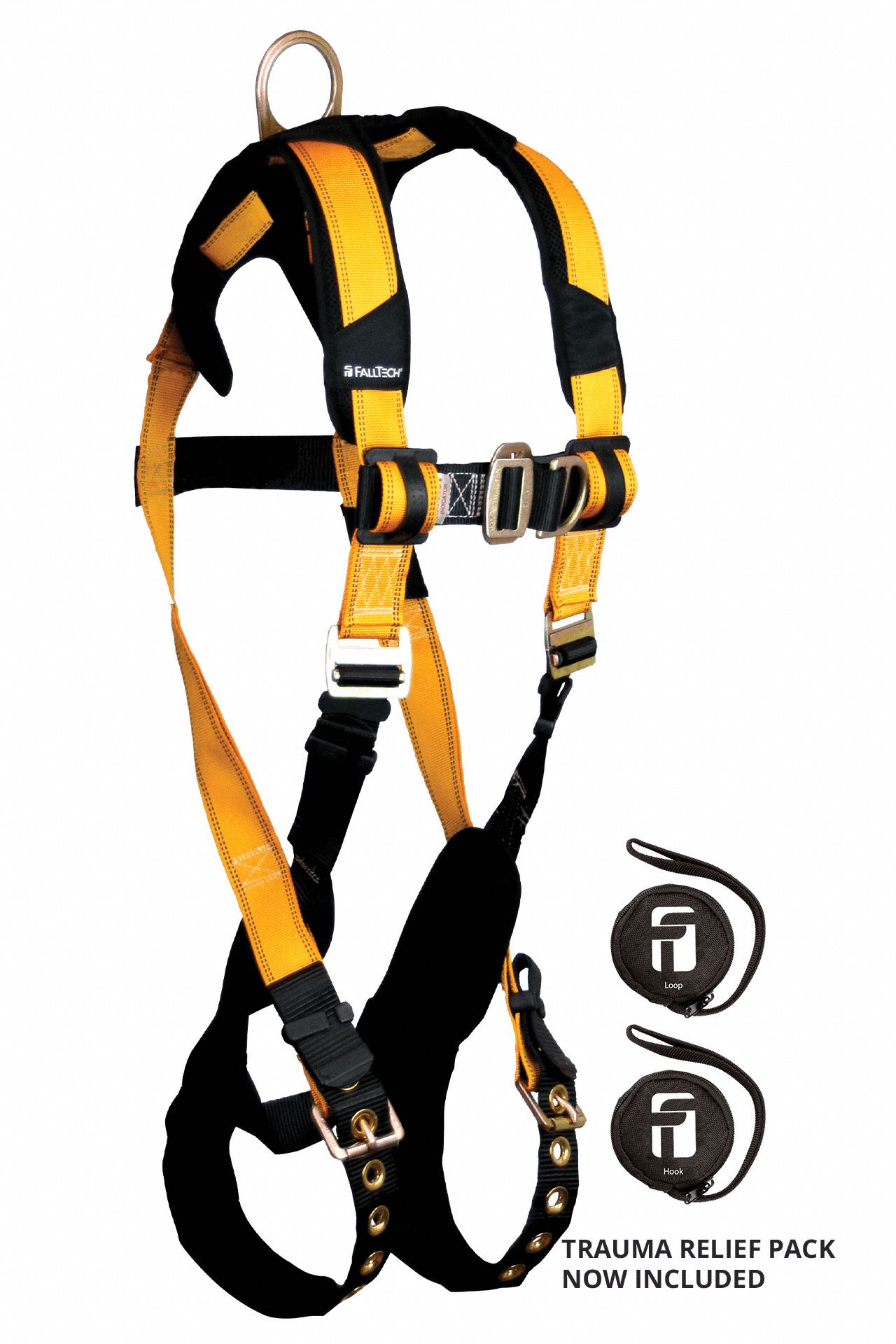 CLIMBING FULL BODY HARNESS, XXL, YELLOW, MATING, TONGUE-BUCKLE, STEEL