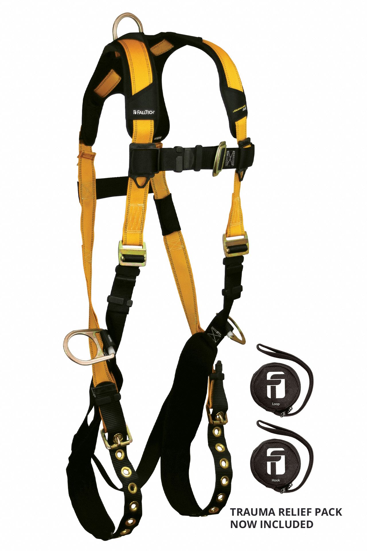 3D FULL BODY HARNESS, UNIVERSAL, YELLOW, MATING, TONGUE-BUCKLE, STEEL