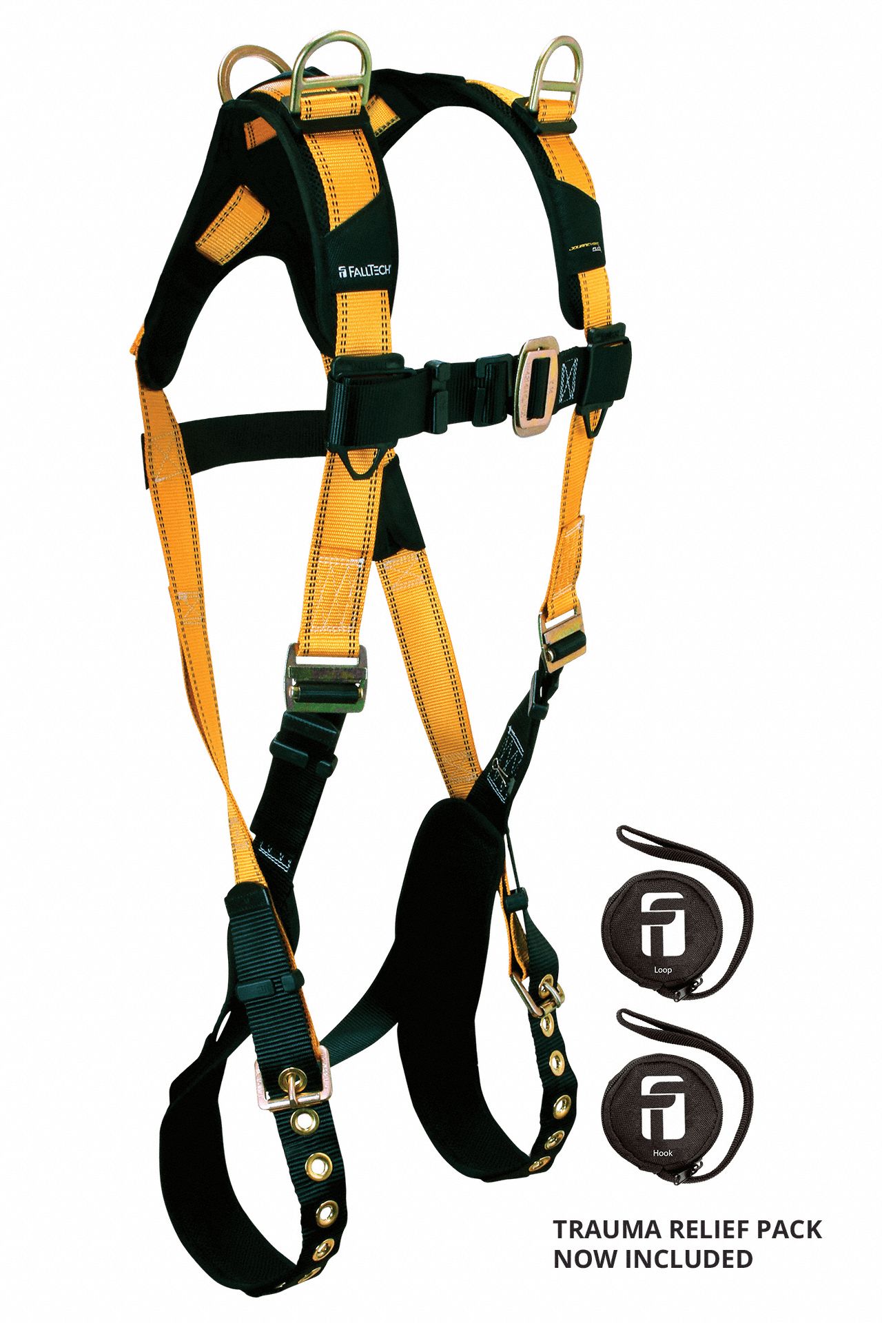 3D RETRIEVAL FULL BODY HARNESS, UNIVERSAL, YELLOW, MATING, TONGUE-BUCKLE, STEEL
