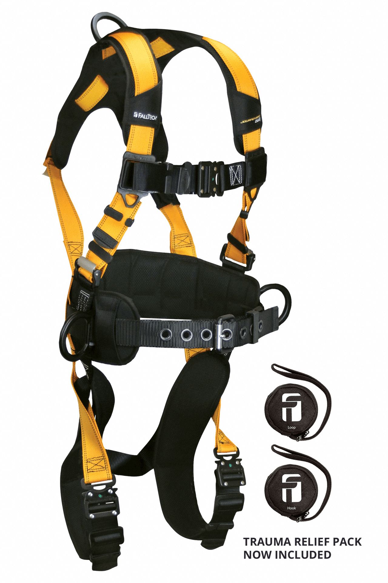 FULL BODY HARNESS W/BELT, L, YELLOW, QUICK-CONNECT, ALUMINUM