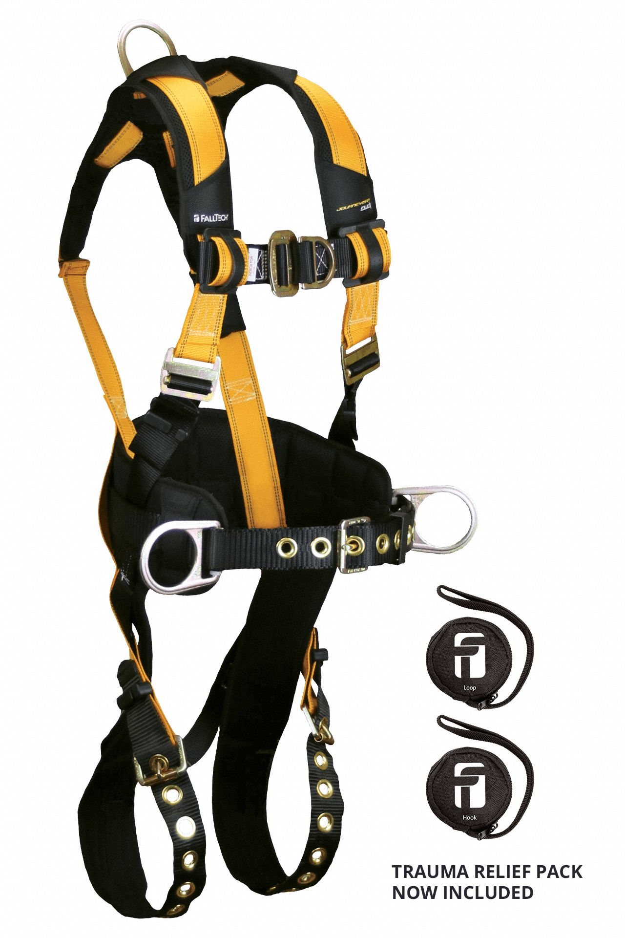4D CONSTRUCTION CLIMBING FULL BODY HARNESS W/BELT, M, YELLOW, QUICK-CONNECT